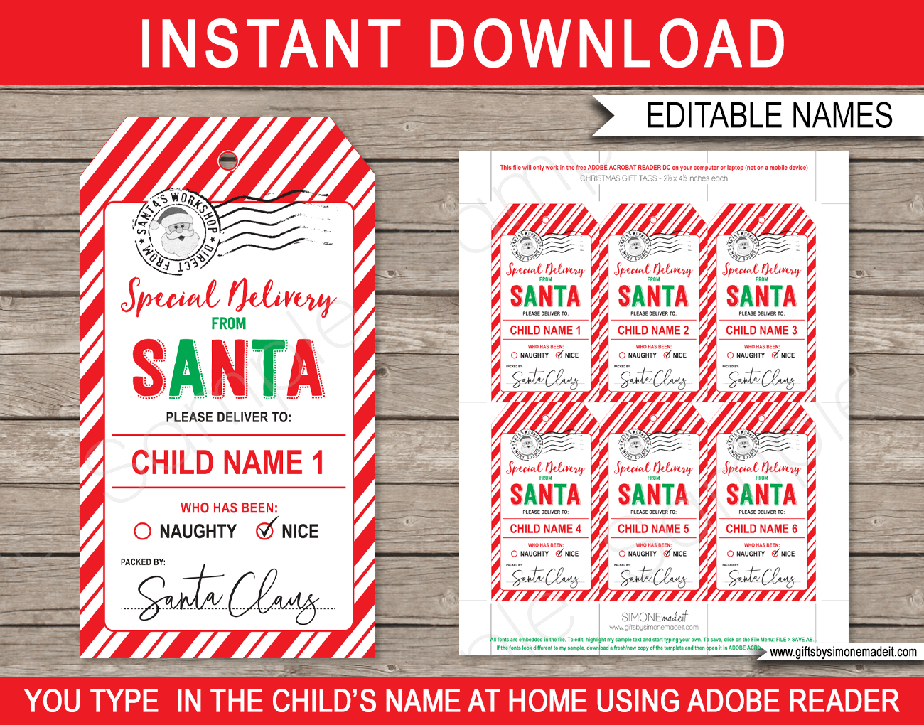Christmas Santa Gift Tags - Red &amp;amp; Green regarding Printable Blank Christmas Tags