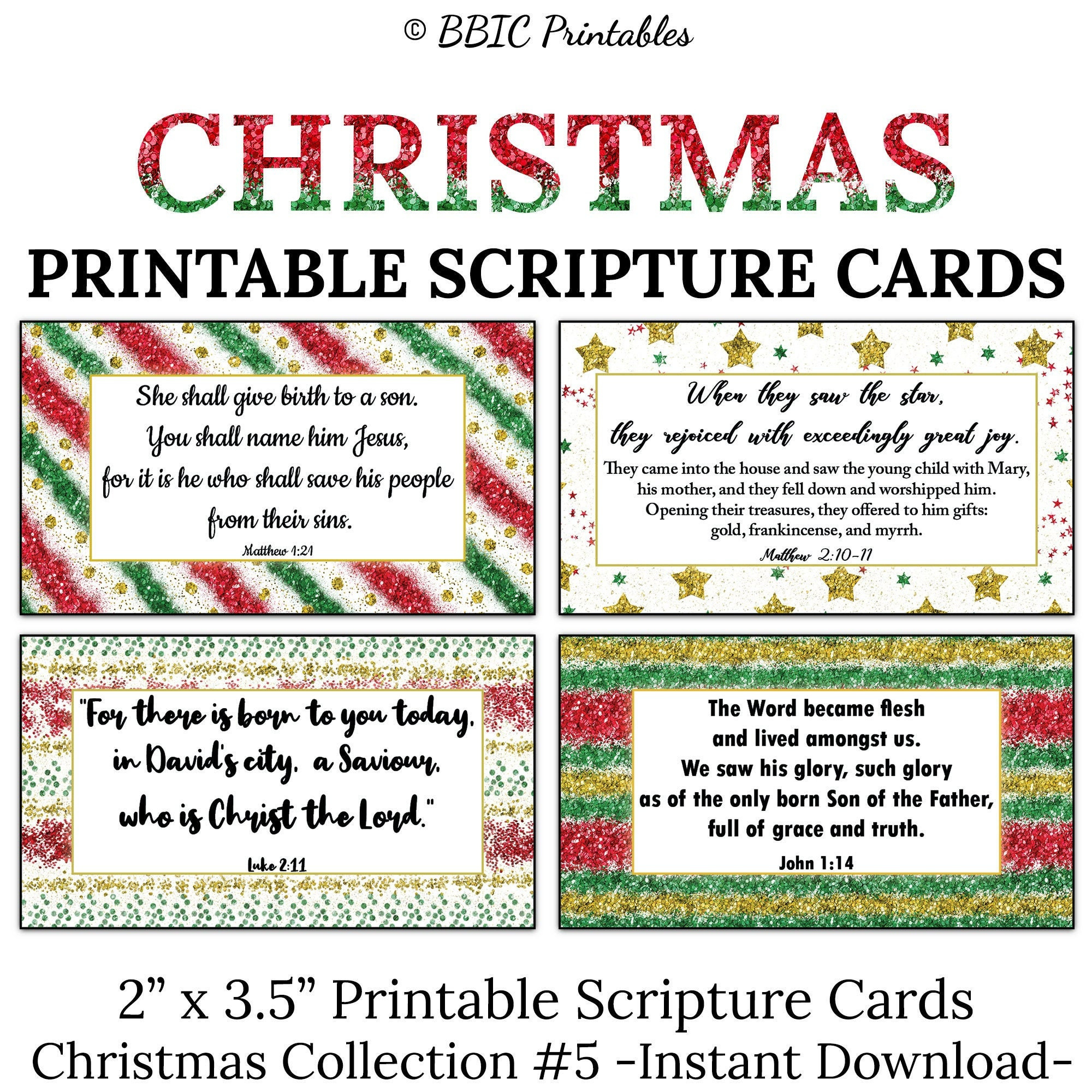 Christmas Scripture Cards -C5- Instant Download, Merry Christmas inside Printable Christmas Card Verses For Handmade Cards