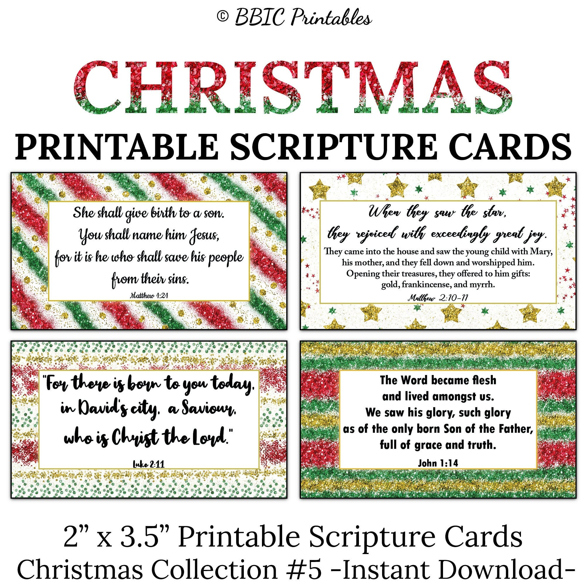 Christmas Scripture Cards -C5- Instant Download, Merry Christmas throughout Printable Christmas Card Verses