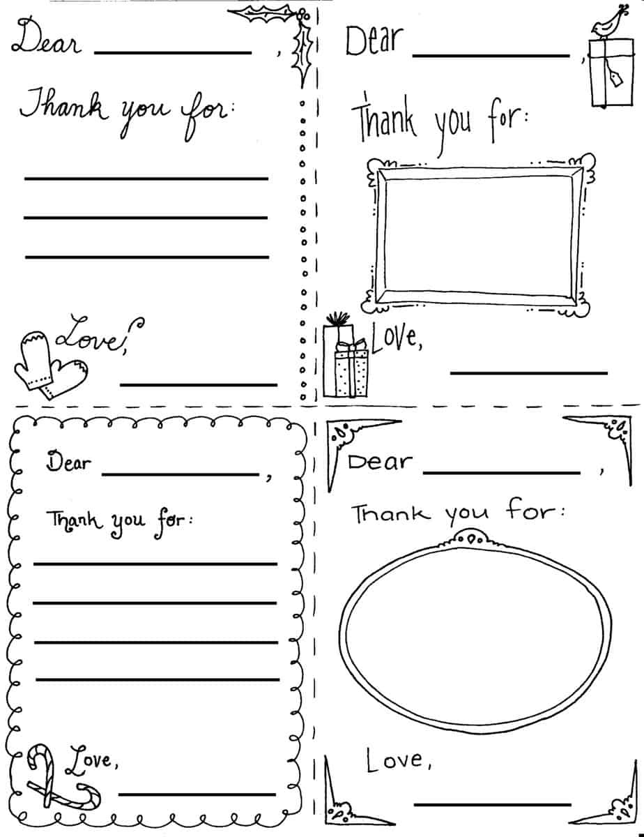 Christmas &amp;quot;Thank You Cards&amp;quot; Coloring Page within Thank You Cards Printable Kids