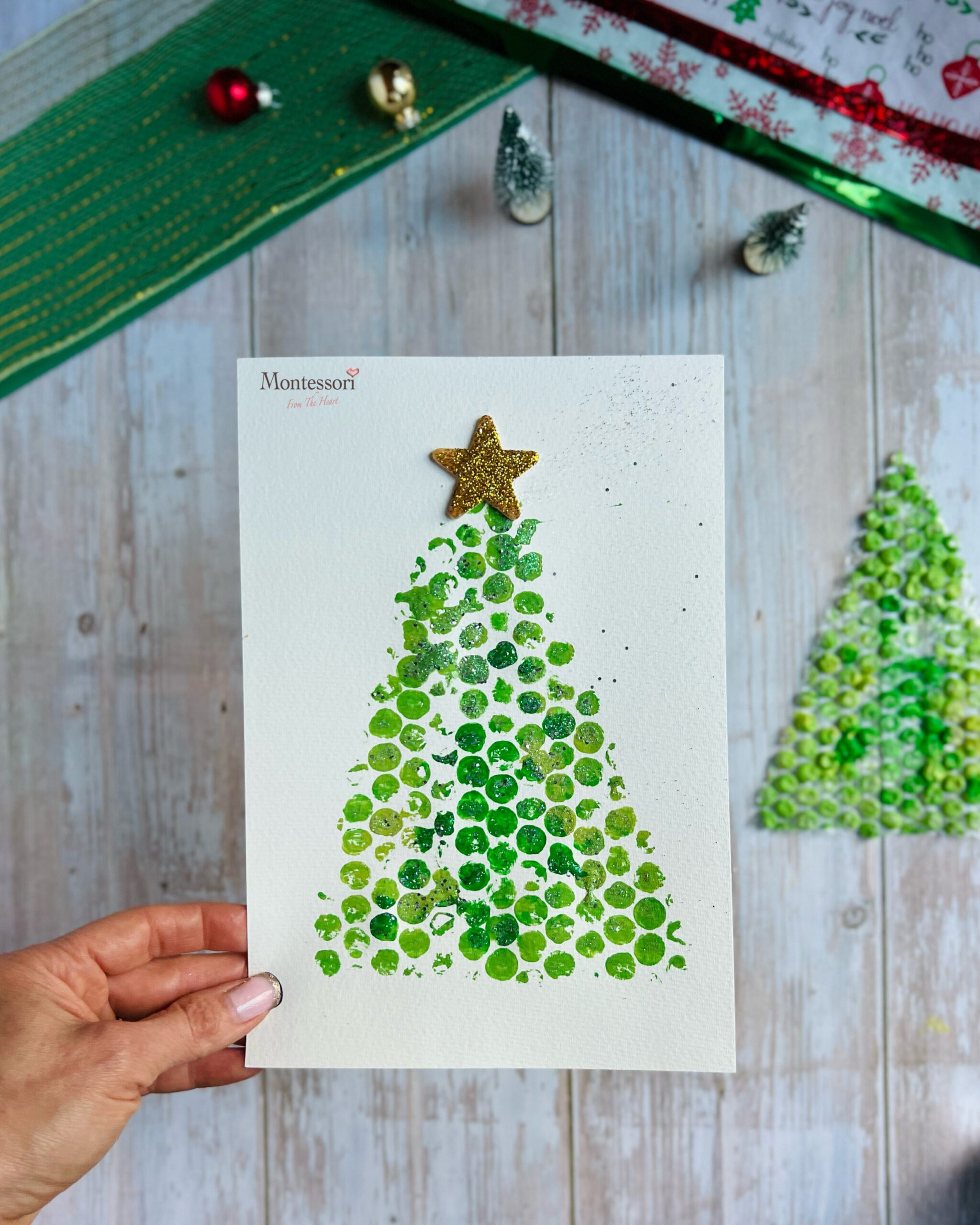Christmas Tree Bubble Wrap Print Craft For Kids | Montessori From throughout Printable Christmas Card Craft