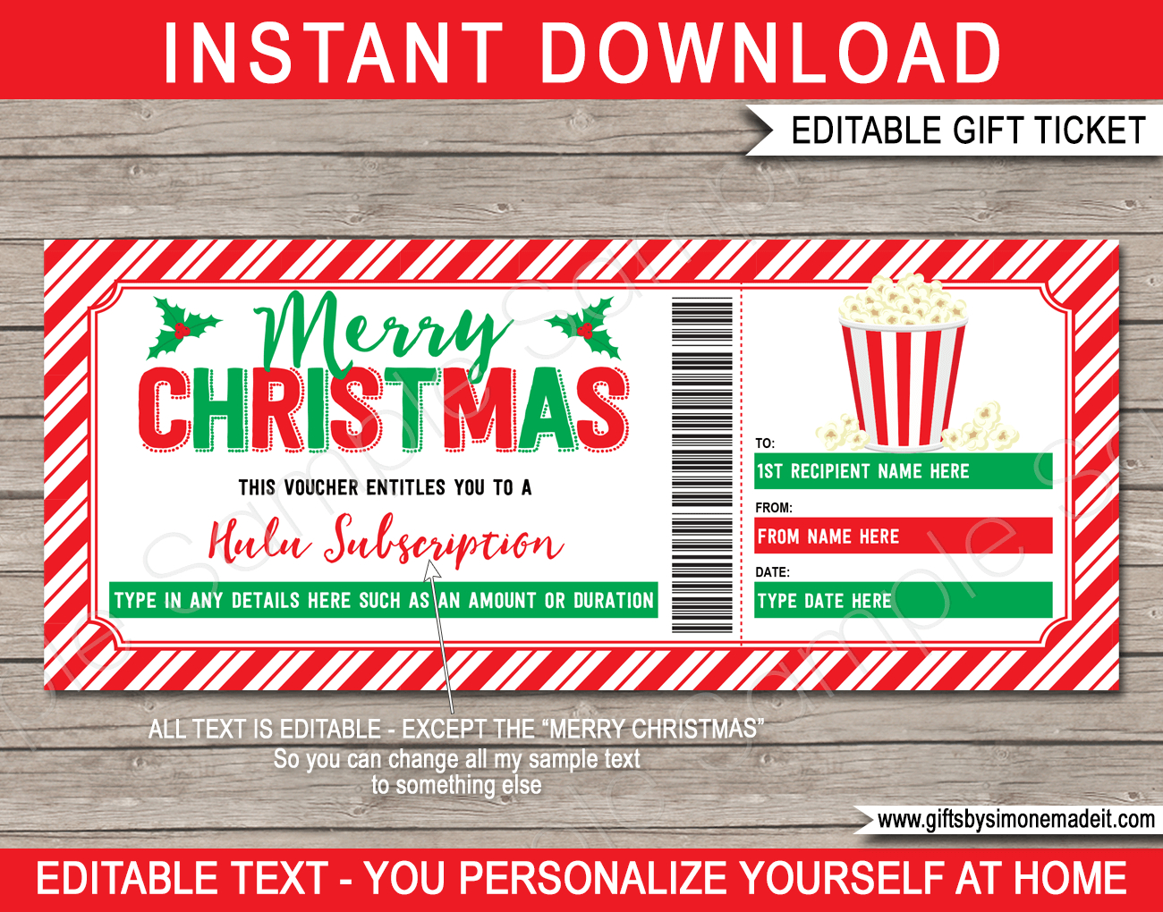 Christmas Tv Streaming Subscription Voucher | Netflix, Disney within Amazon Gift Card Printable At Home Christmas