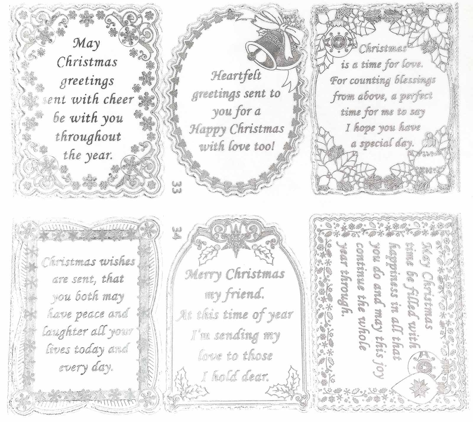 Christmas Verses Transparent Silver Double Embossed Peel Off within Free Printable Christmas Card Sentiments