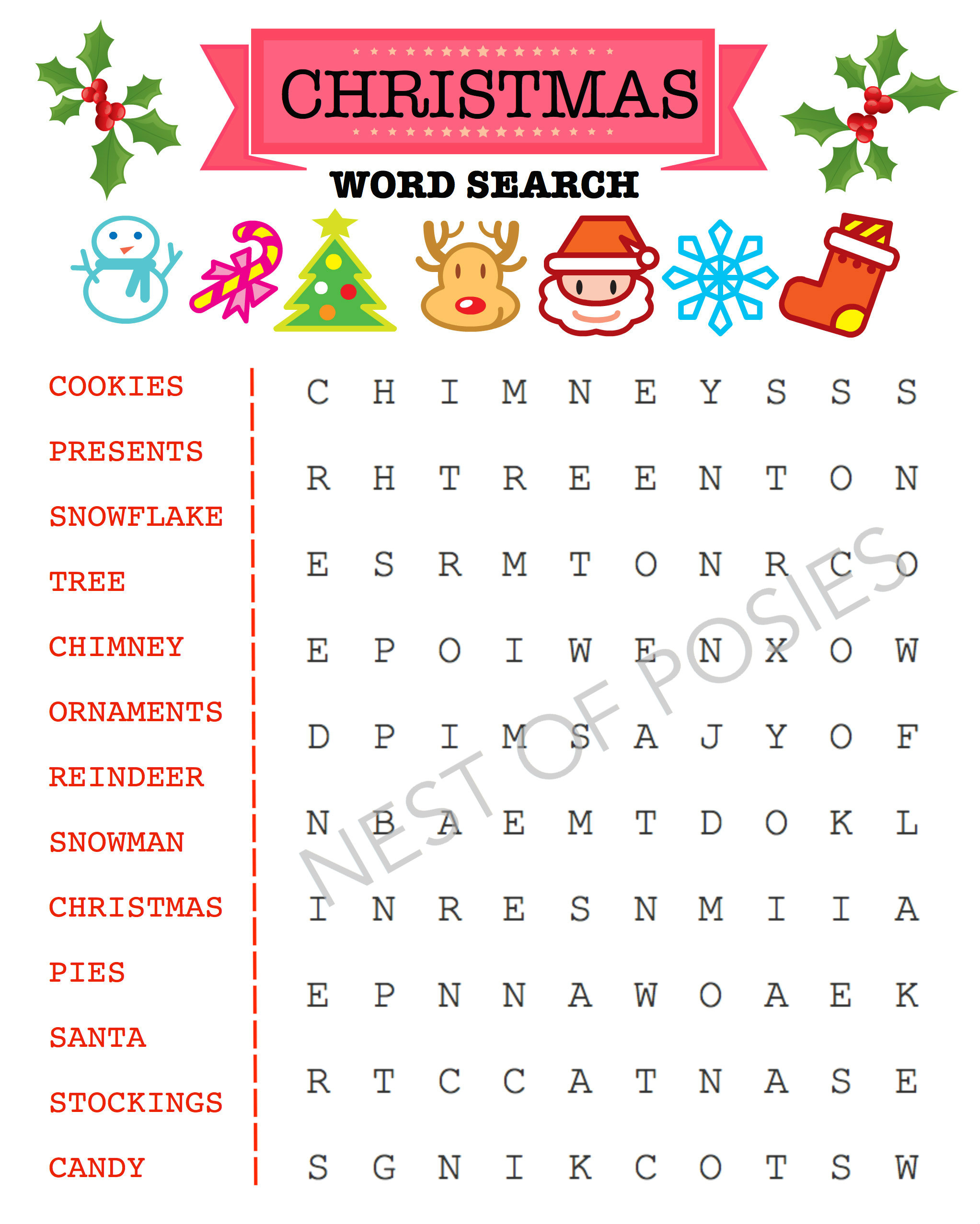 Christmas Word Puzzle Printables For Kids - Nest Of Posies for Christmas Printable Puzzles