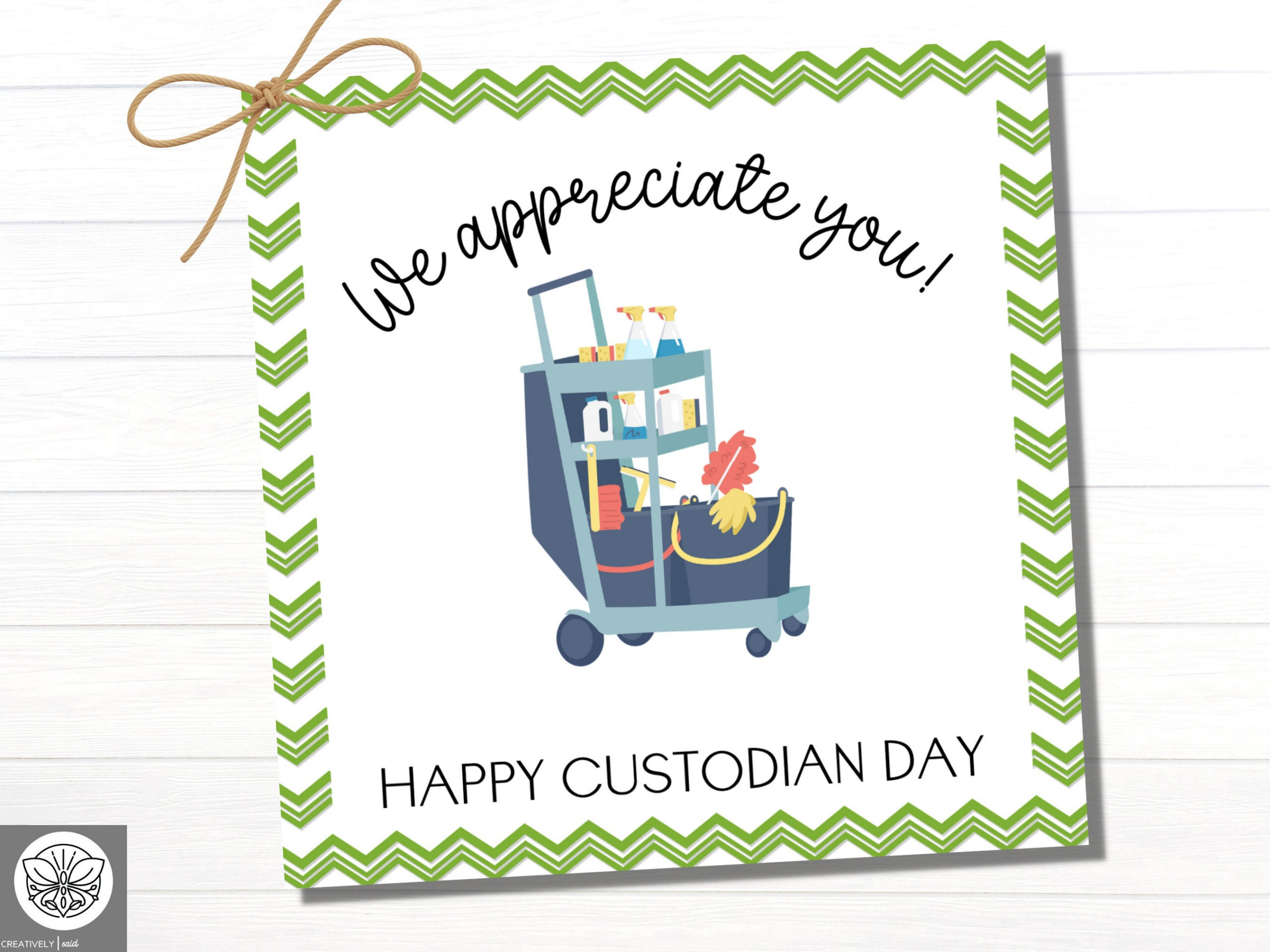 Custodian Appreciation Day Printable Gift Tag | Janitor Thank You for Free Printable Custodian Thank You Cards
