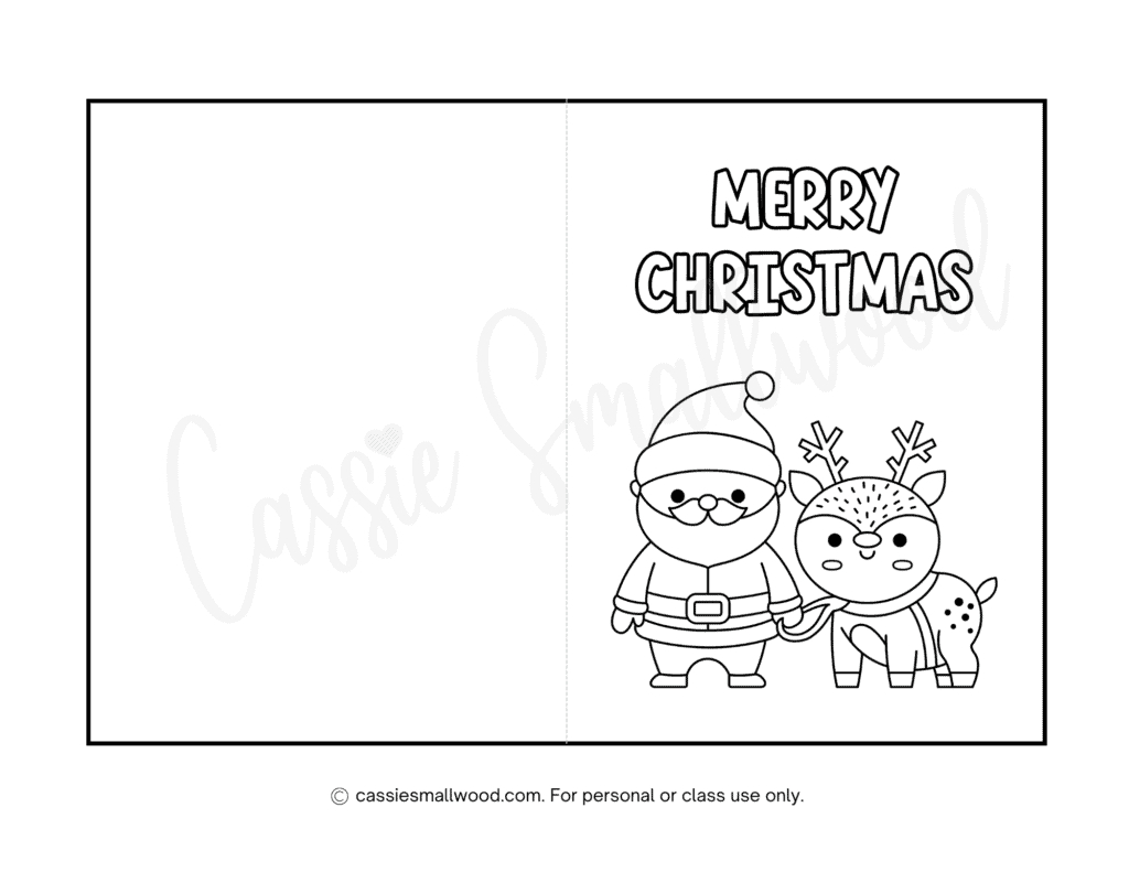 Cute Christmas Cards To Color - Cassie Smallwood intended for Printable Christmas Card Colour