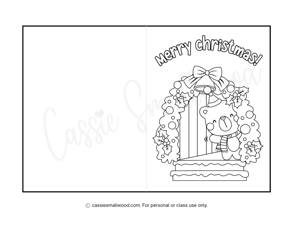 Cute Christmas Cards To Color - Cassie Smallwood regarding Printable Christmas Card to Colour