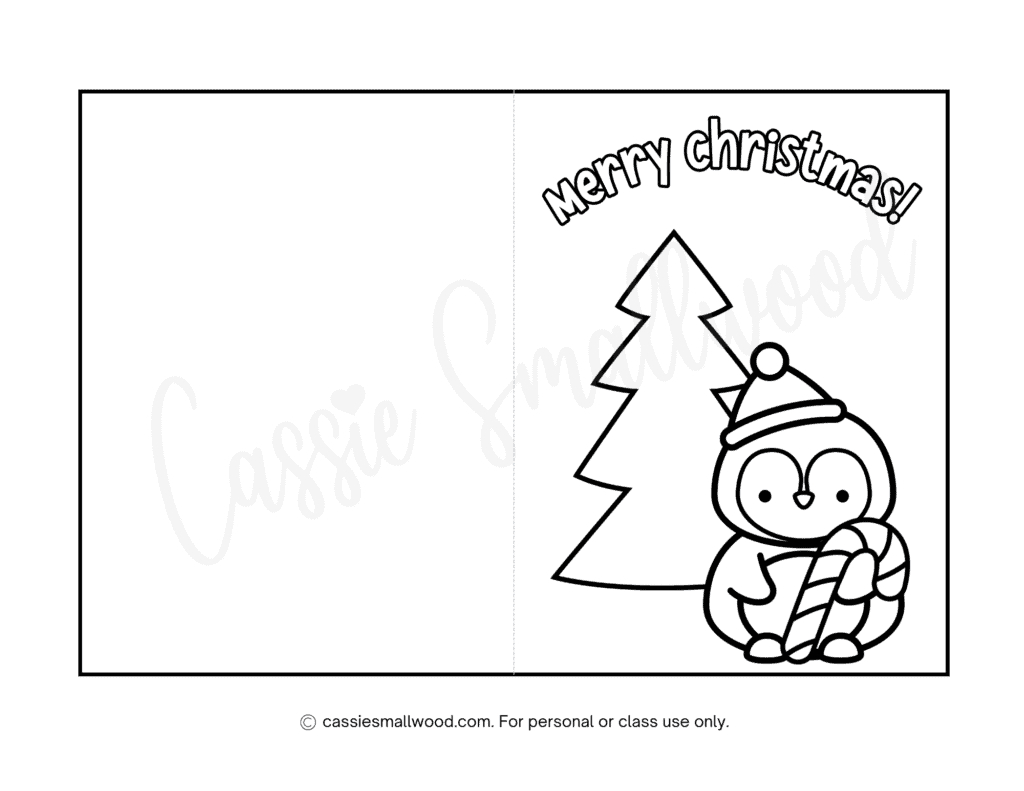 Cute Christmas Cards To Color - Cassie Smallwood with regard to Printable Christmas Card Coloring Pages