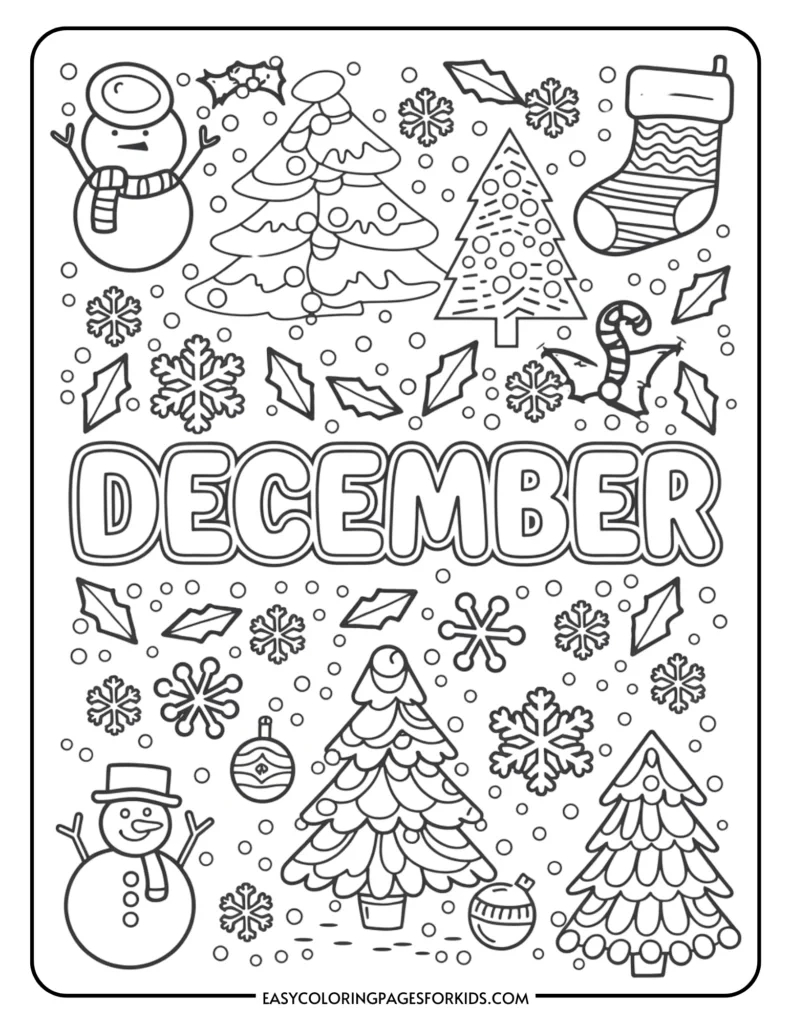 December Coloring Pages For Kids (7 Free Printable Pages) - Easy within Christmas Colouring Printable