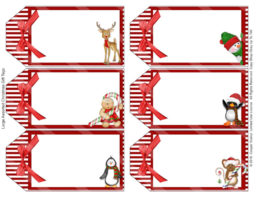 Digital Printable Assorted Large Holiday Gift Tags - Christmas in Large Printable Christmas Name Tags