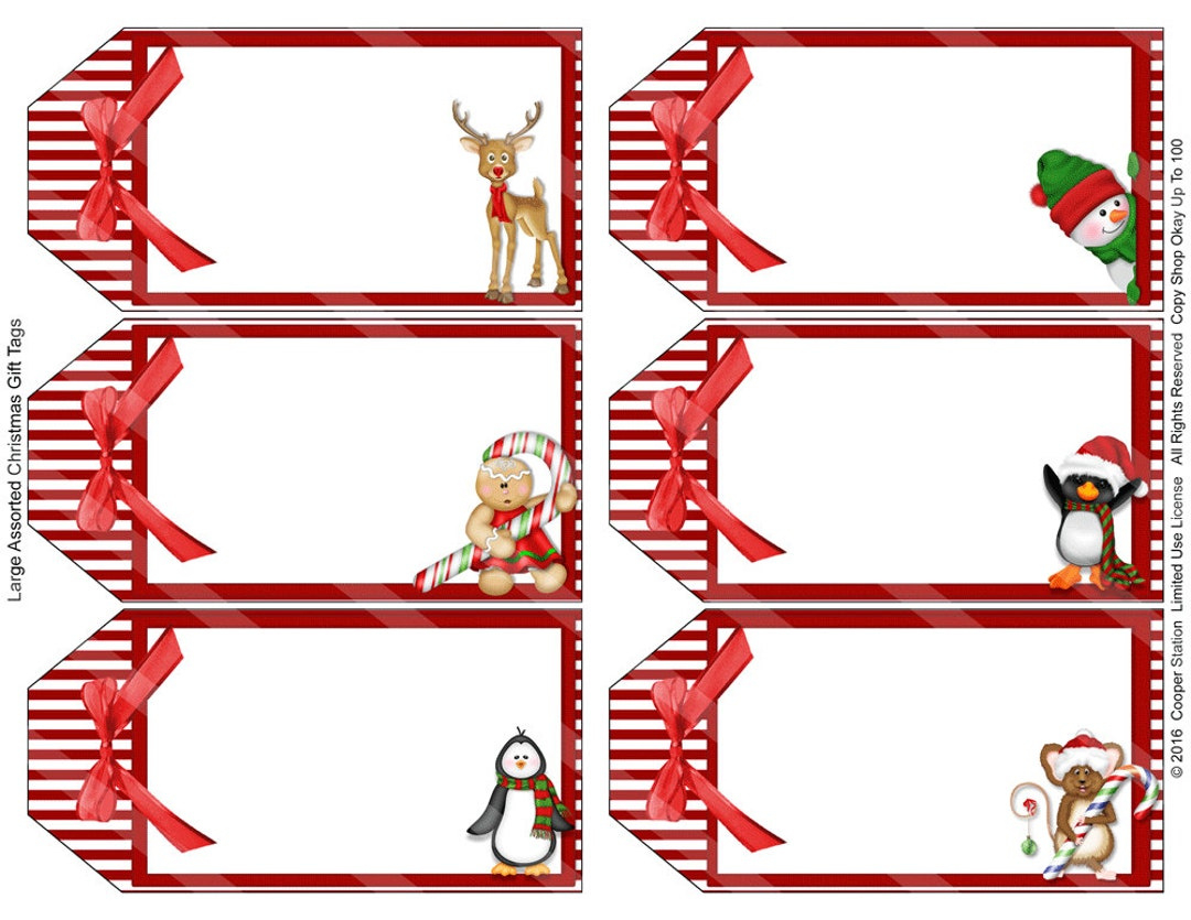 Digital Printable Assorted Large Holiday Gift Tags - Christmas inside Printable Large Christmas Tags