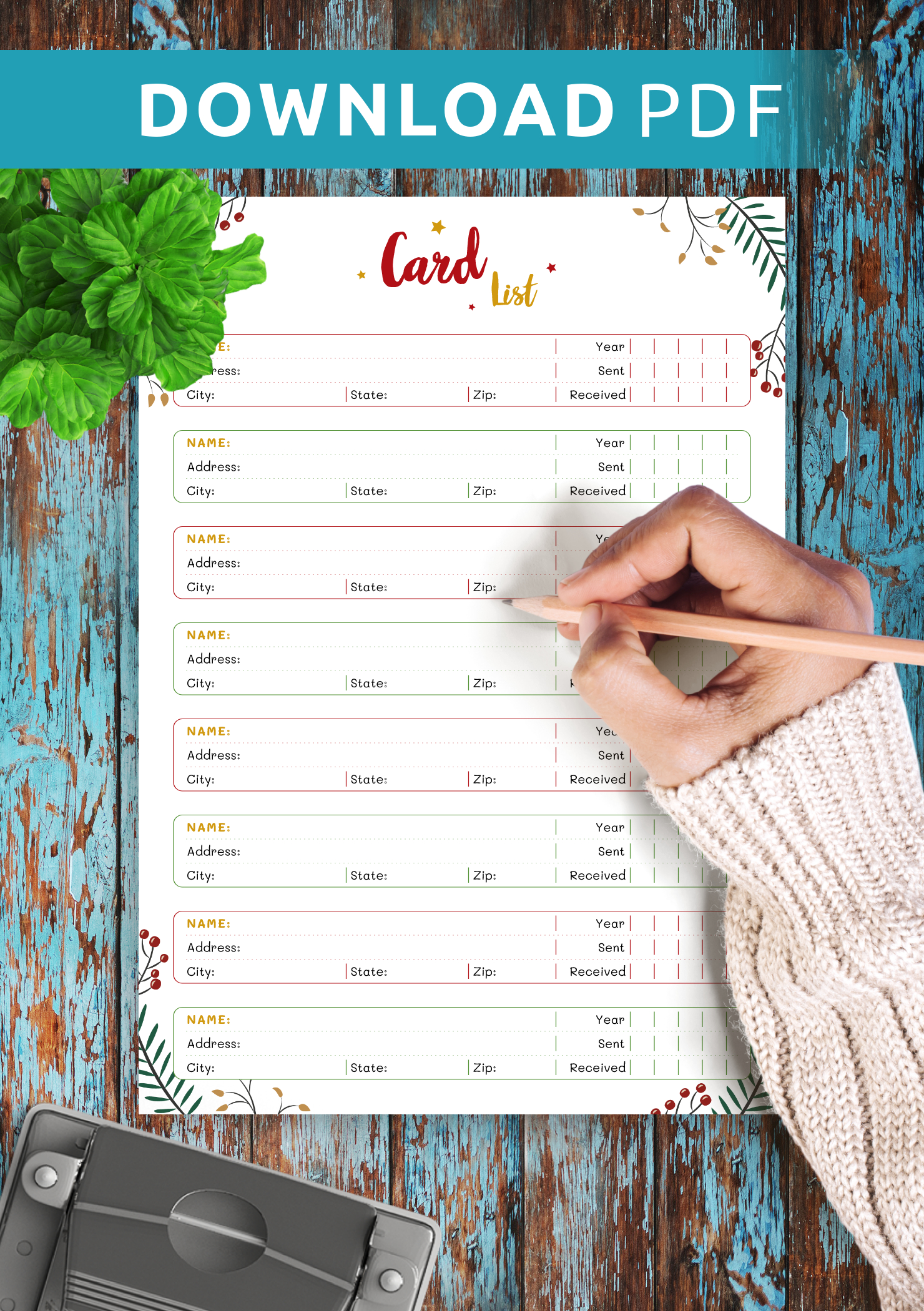 Download Printable Christmas Style - Card List Pdf pertaining to Free Printable Christmas Card List