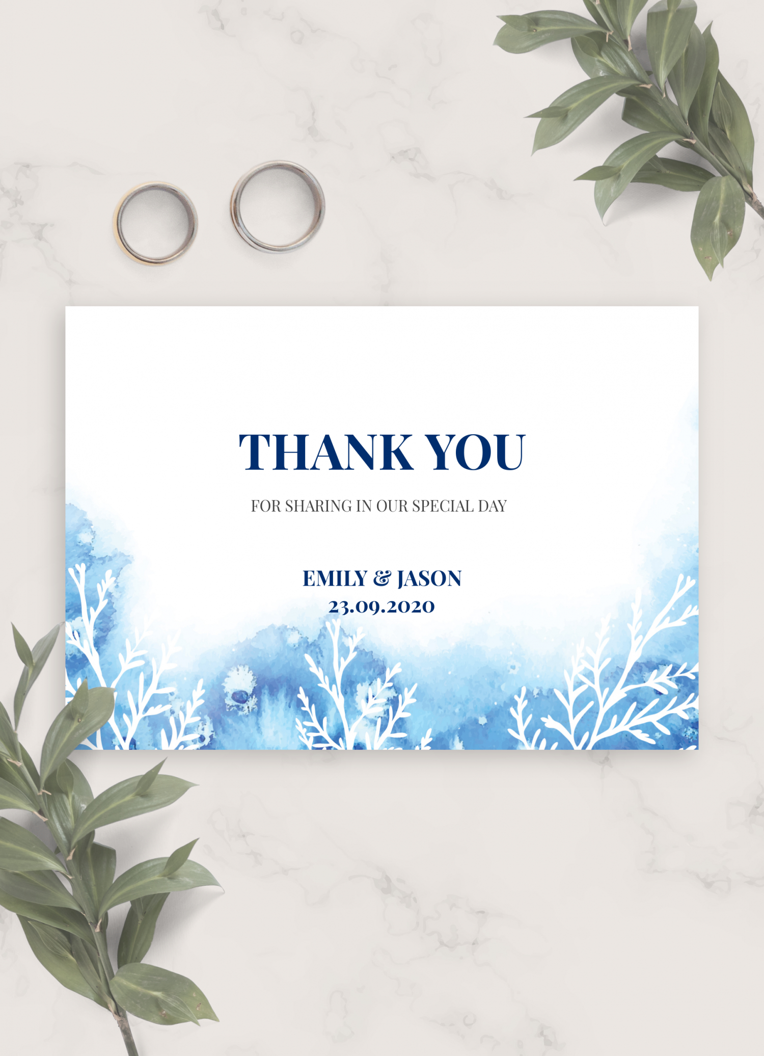 Download Printable Frosty Winter Wedding Thank You Card Pdf regarding Winter Thank You Cards Printable