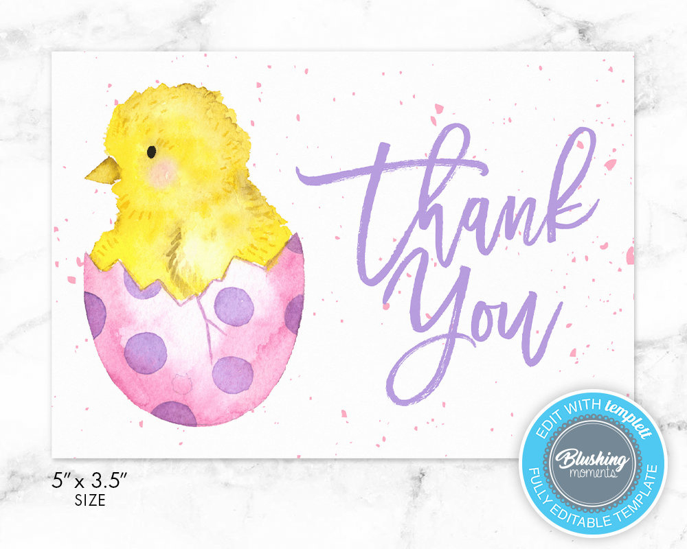Easter Thank You Card, Printable Thank You Card, Easter Egg Thank intended for Easter Thank You Cards Printable