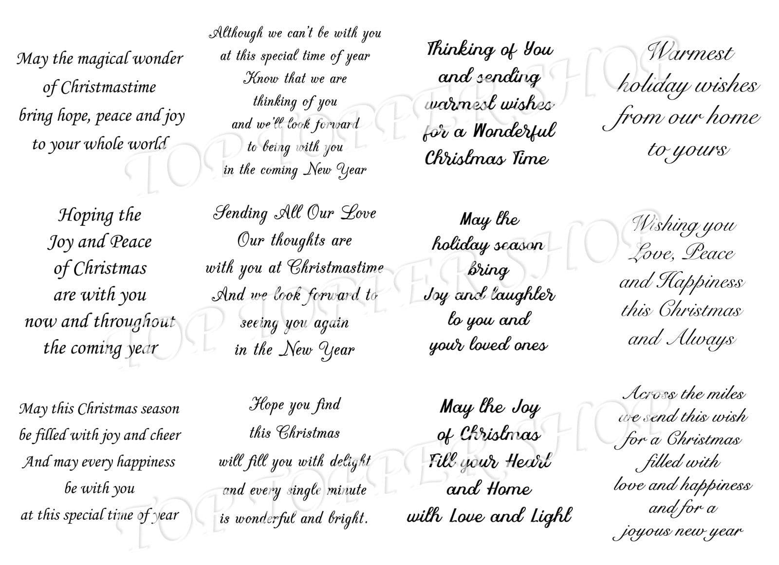 Easy Peel Off Transparent Stickers Christmas Verses Choose Colour &amp;amp; Finish  C2 - Transparent Clear Gloss Stickers, Black with Printable Christmas Card Verses For Handmade Cards