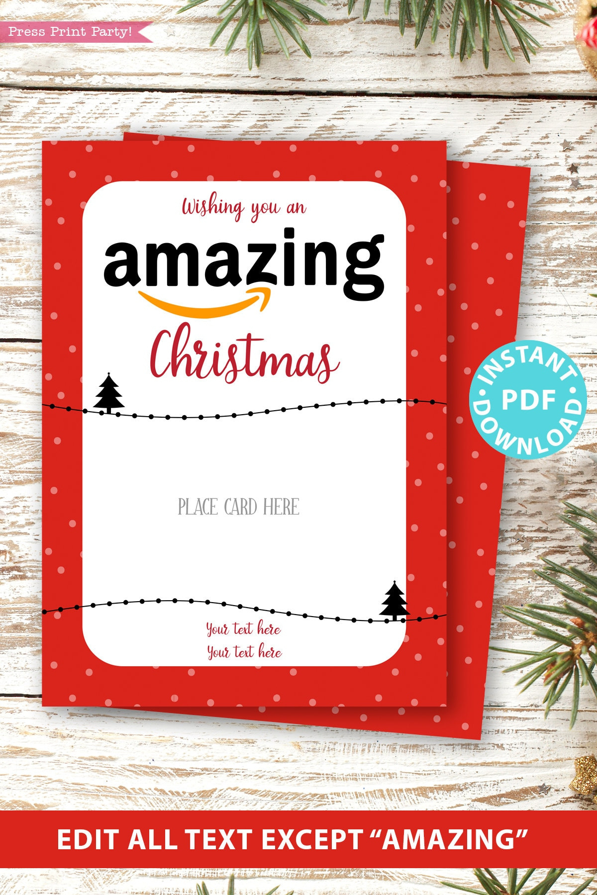 Editable Amazon Gift Card Holder Christmas Printable Template, 5 pertaining to Amazon Gift Card Merry Christmas Printable