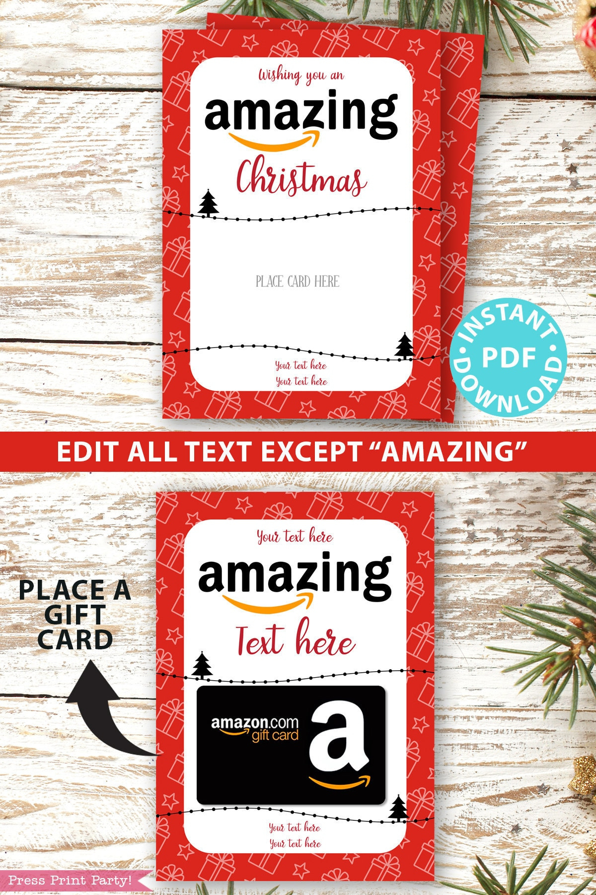 Editable Amazon Gift Card Holder Christmas Printable Template, 5 throughout Amazon Printable Gift Card Christmas Theme