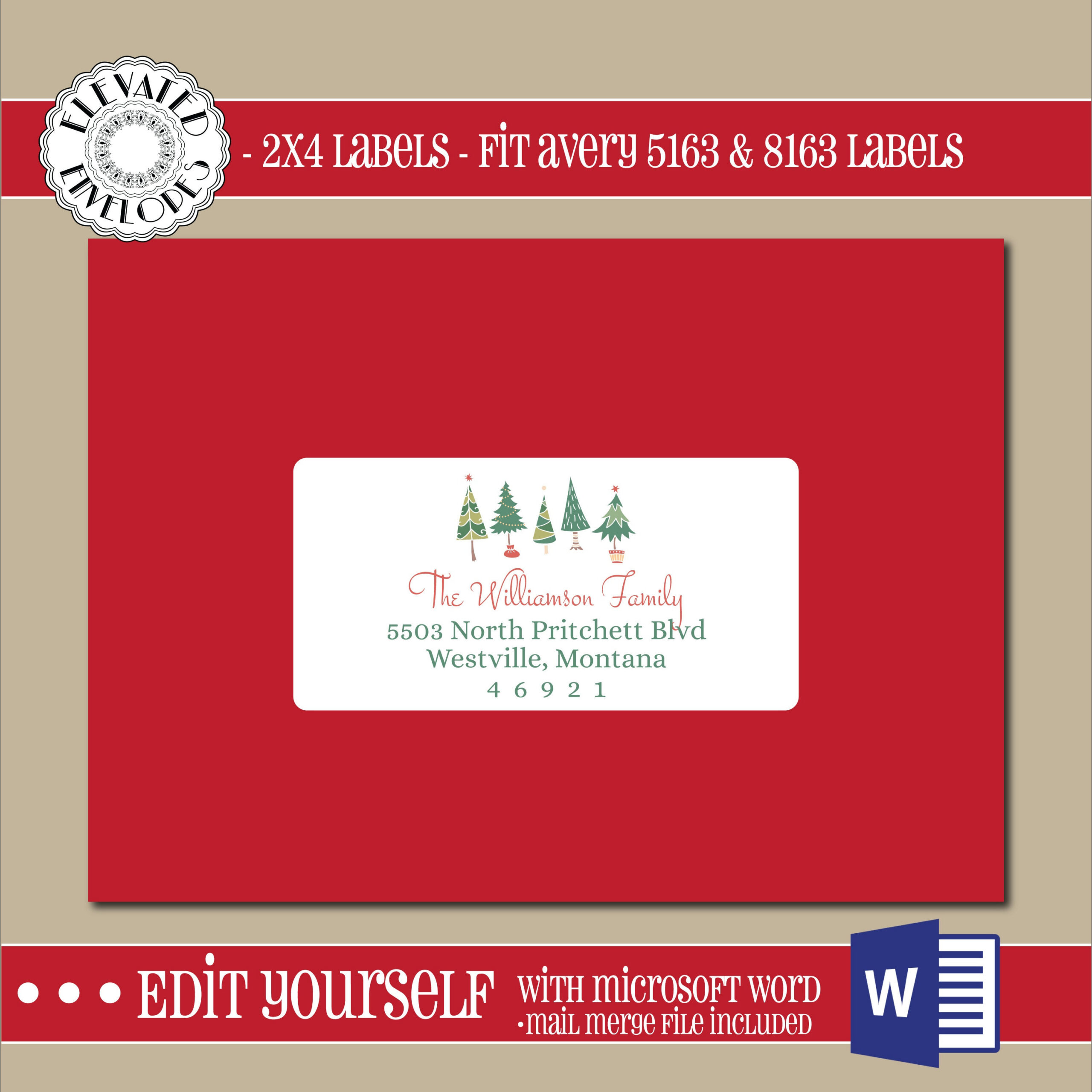 Editable Christmas Address Label Template,2X4 Address Label pertaining to Printable Christmas Card Address Labels