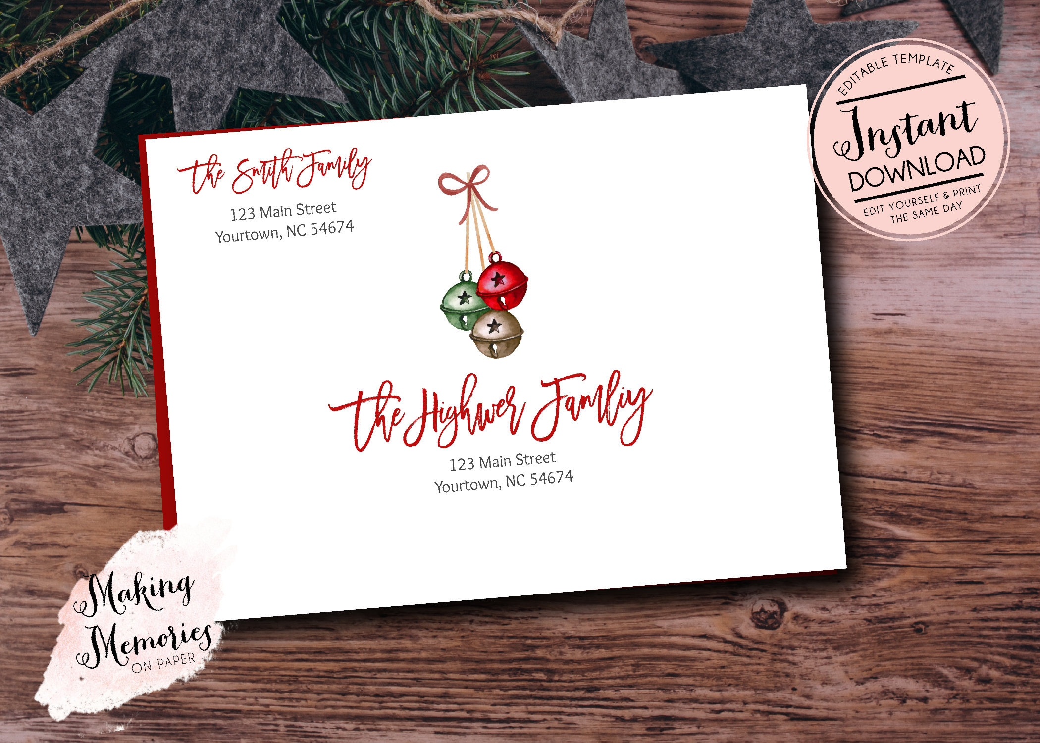 Editable Christmas Envelope Template, Addressed Christmas pertaining to Printable Christmas Card Envelopes