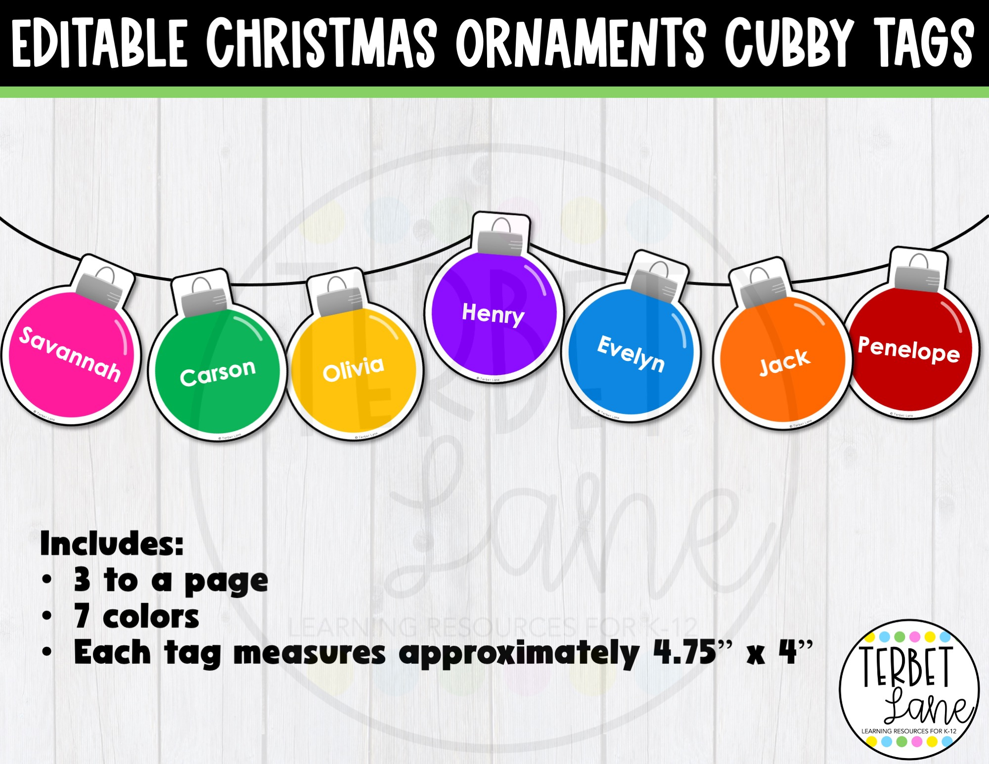 Editable Christmas Ornament Cubby Tags | Locker Labels - Classful throughout Christmas Cubby Tags Free Printable