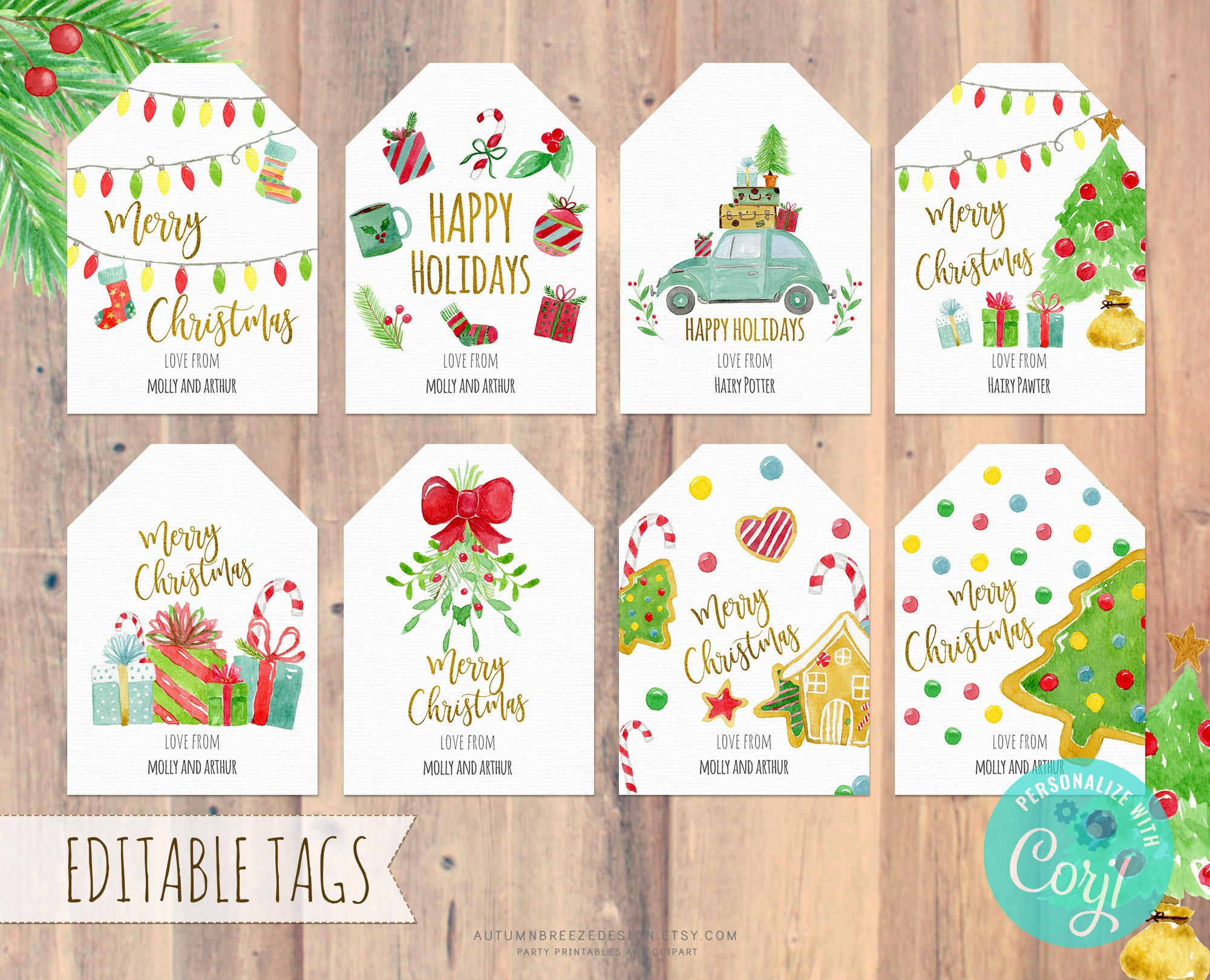 Editable Christmas Tags, Christmas Printable, Holiday Gift Tags regarding Etsy Printable Christmas Tags