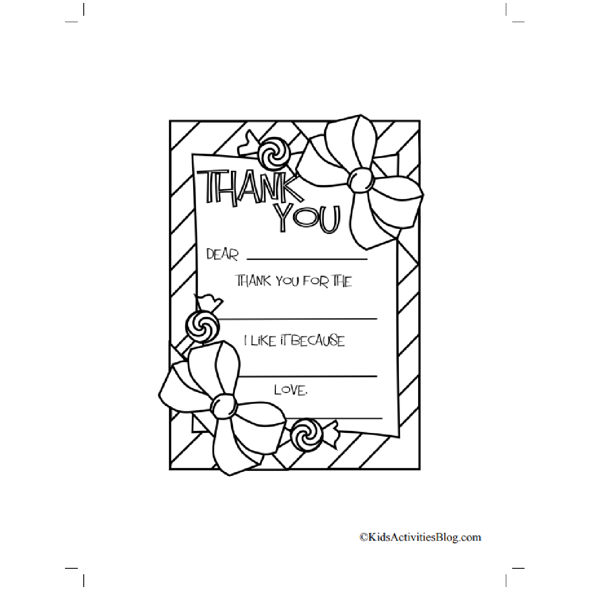 Fill-In-The-Blank Christmas Thank You Cards For Kids Printable in Free Printable Thank You Cards to Color