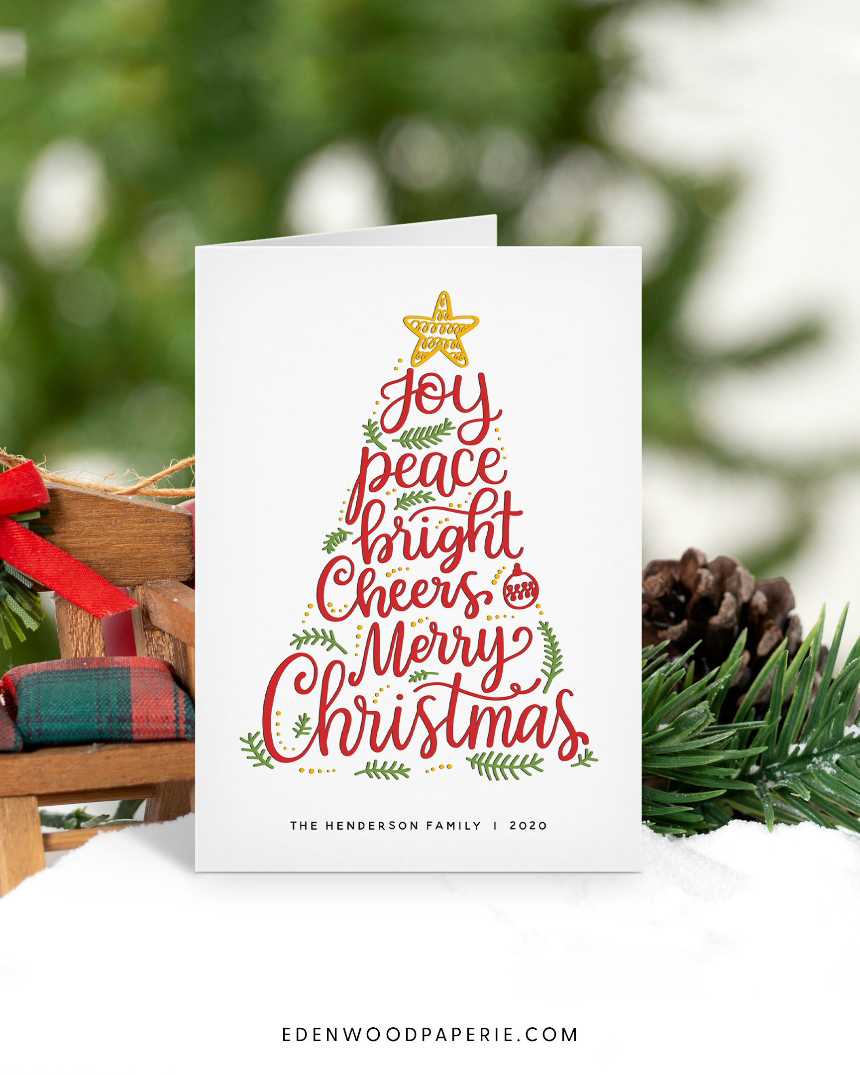 Folded Christmas Card Template, 5X7&amp;quot; Happy Holidays Greeting Card with 5x7 Printable Christmas Card