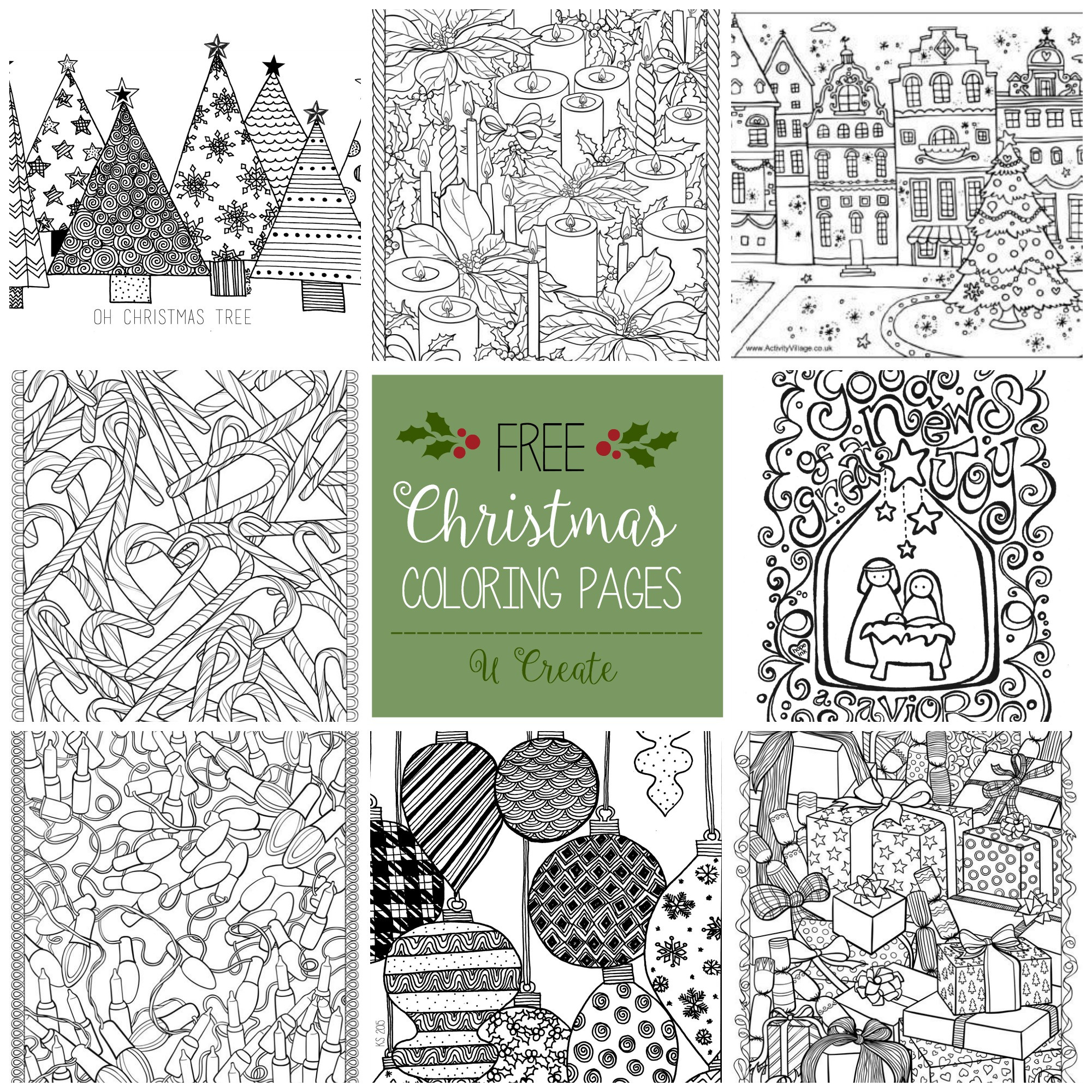 Free Christmas Adult Coloring Pages - U Create in Free Christmas Printables For Adults