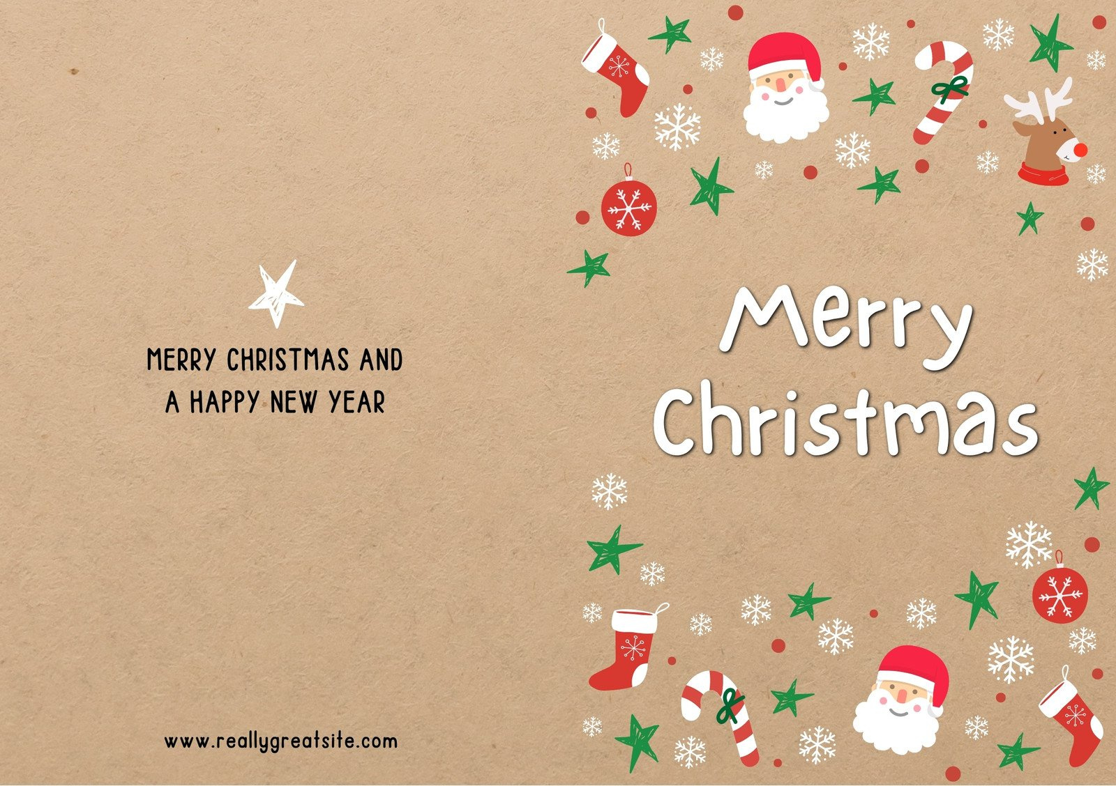 Free Custom Printable Christmas Folded Card Templates | Canva with regard to Free Printable Christmas Card Template