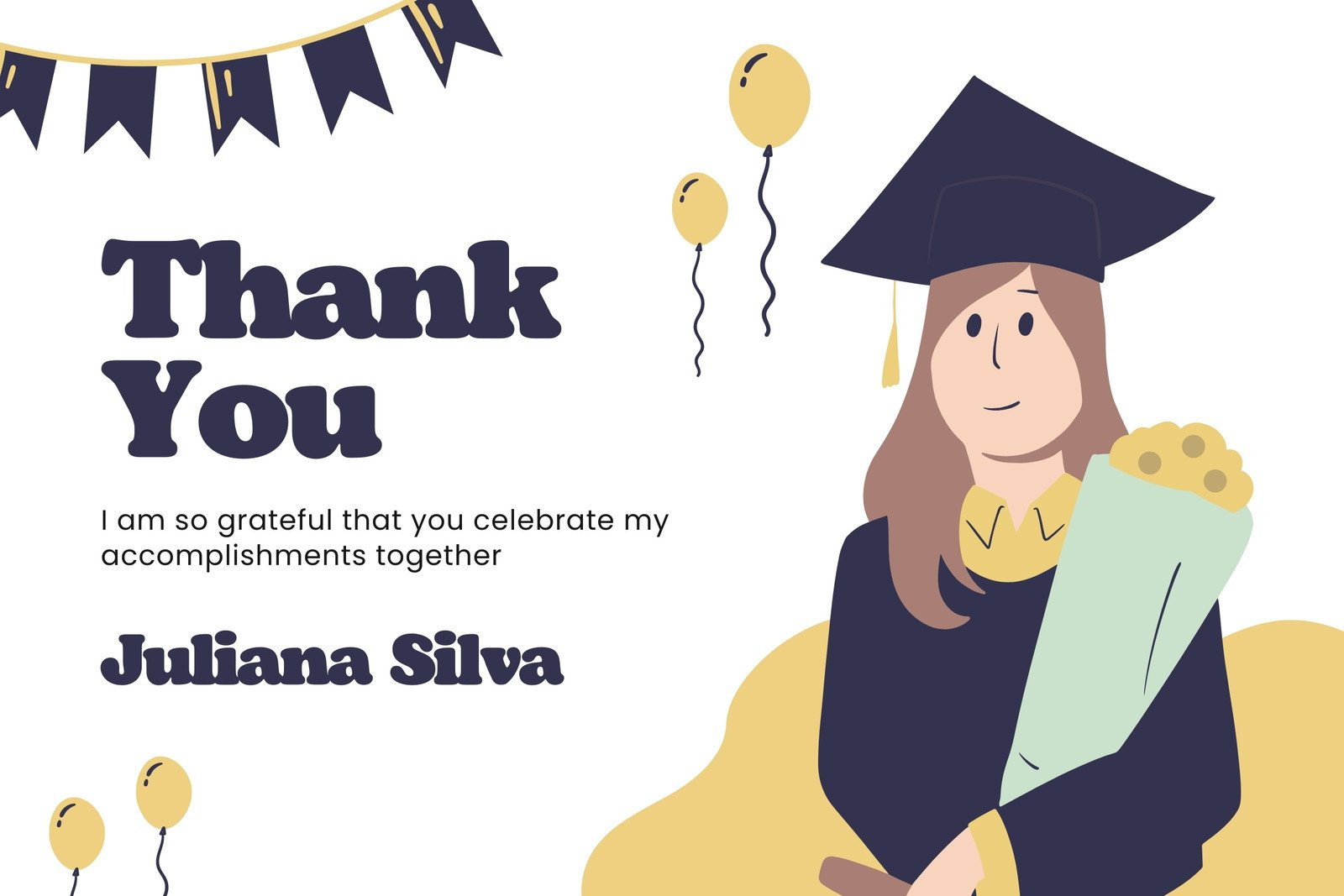 Free Custom Printable Graduation Thank You Card Templates | Canva for Graduation Thank You Cards Printable