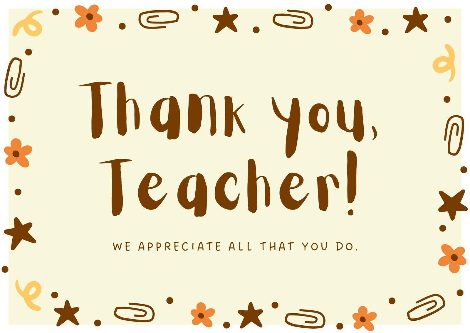 Free Custom Printable Teacher Thank You Card Templates | Canva intended for Teacher Thank You Cards Printable