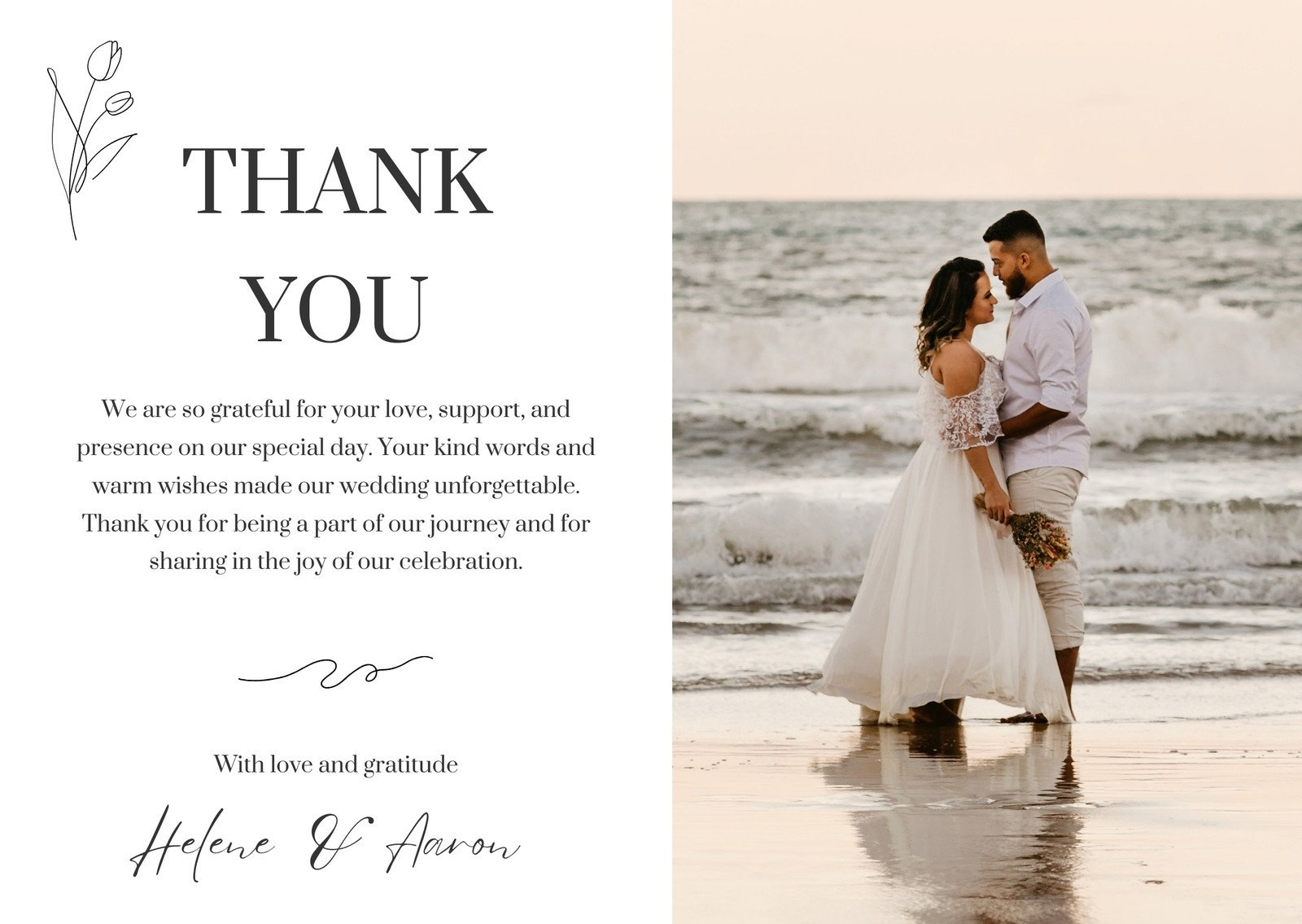 Free Custom Printable Wedding Thank You Card Templates | Canva inside Wedding Thank You Cards Printable