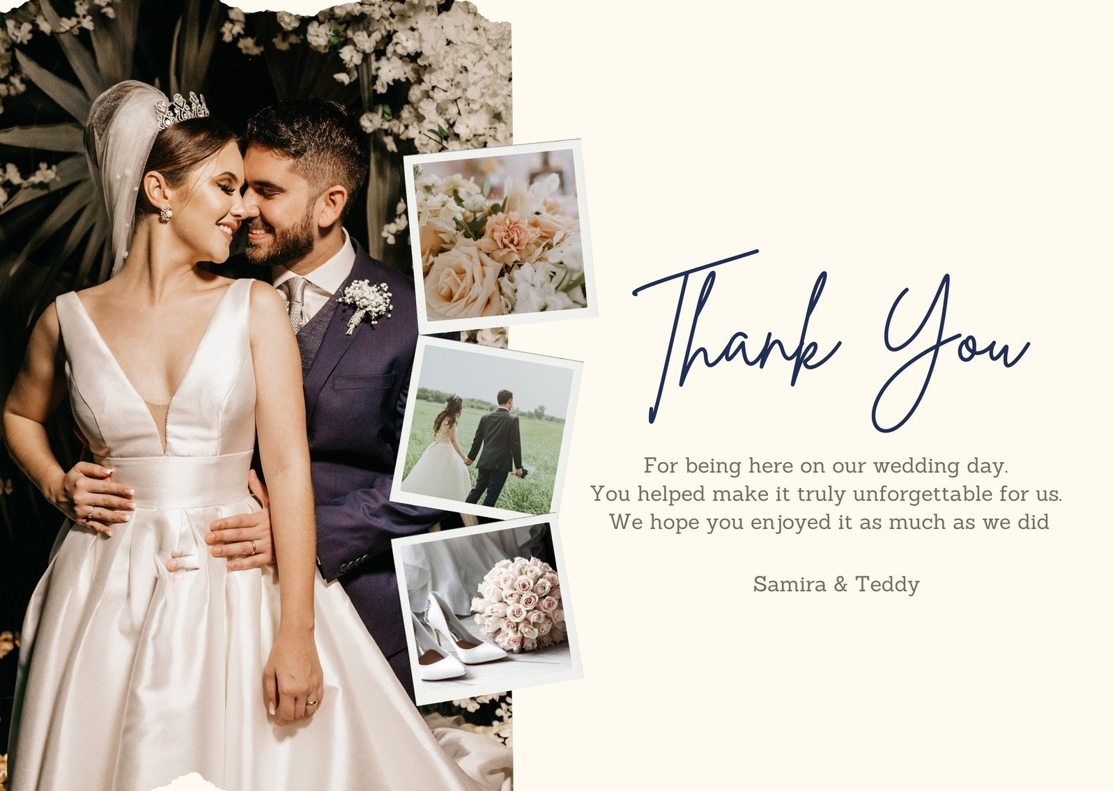 Free Custom Printable Wedding Thank You Card Templates | Canva pertaining to Blank Wedding Thank You Cards Printable