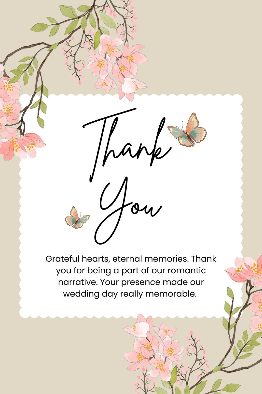 Free Custom Printable Wedding Thank You Card Templates | Canva with regard to Printable Thank You Cards Free For Wedding