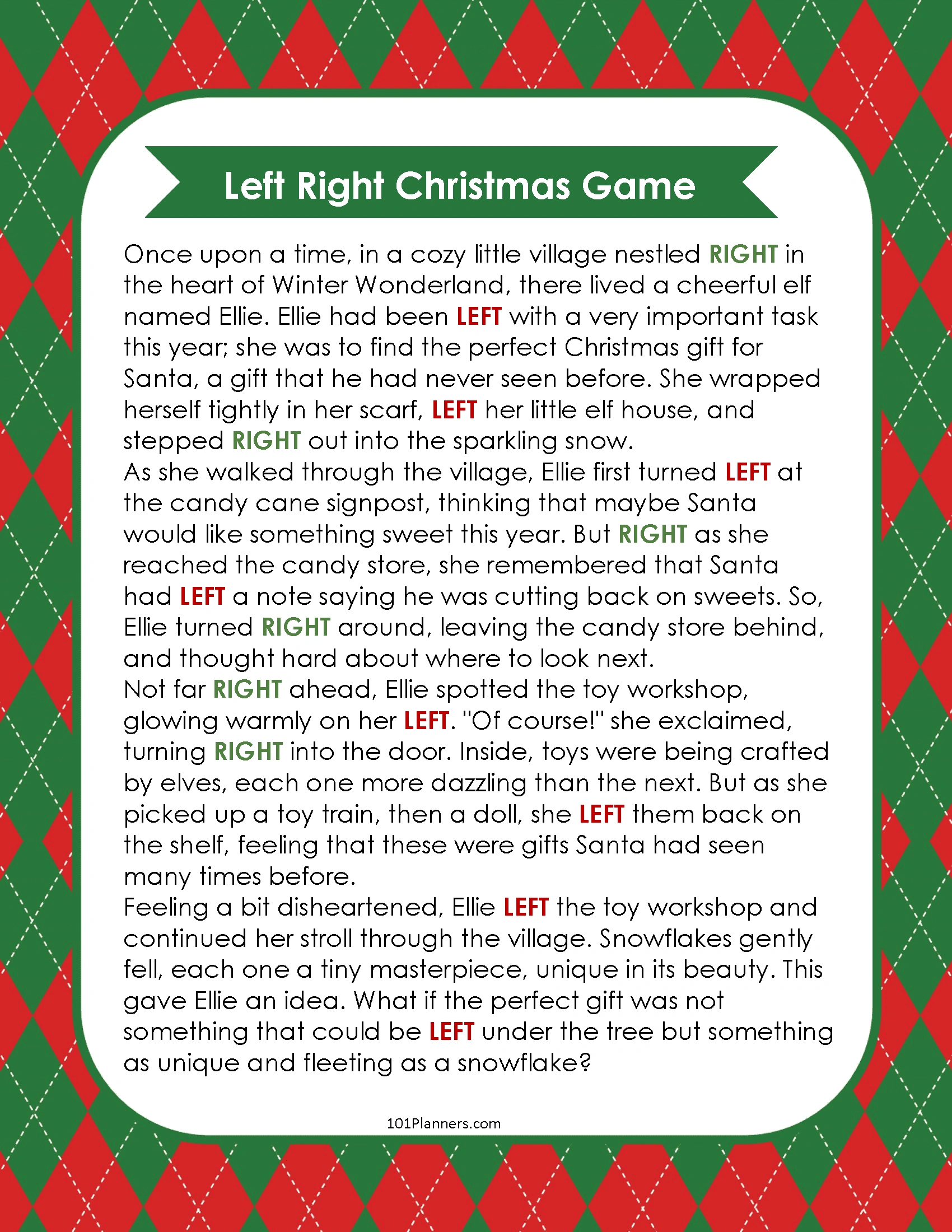 Free Left Right Christmas Game | Ai Personalized Story Creator with regard to Short Left Right Christmas Game Printable