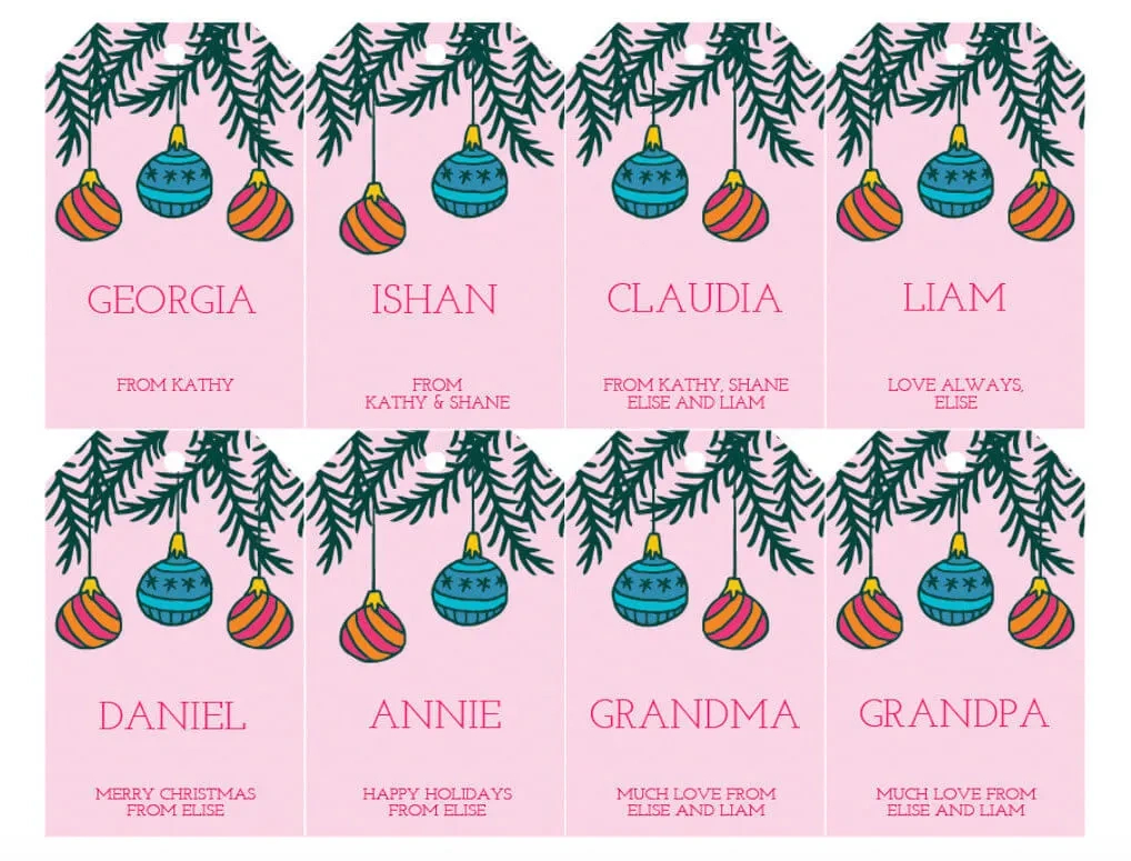 Free Printable Christmas Gift Tags In Pink - Editable - Merriment throughout Free Printable Editable Christmas Gift Tags