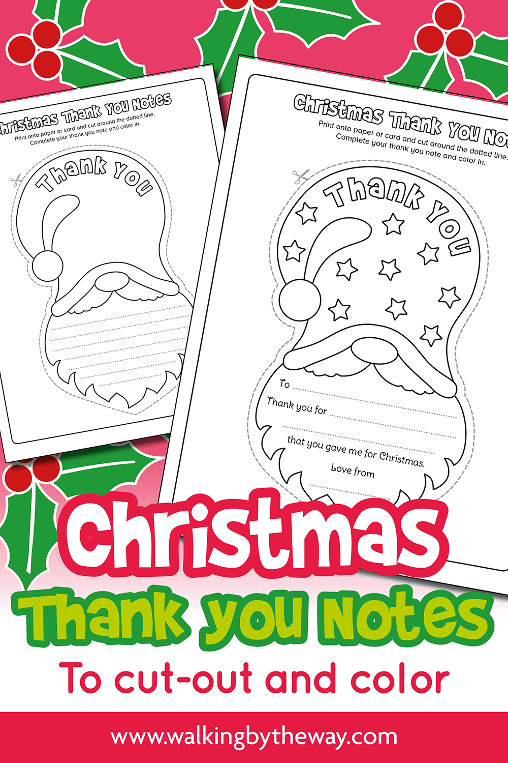 Free Printable Christmas Thank You Notes For Kids - Walkingthe Way for Christmas Thank You Cards Printable Free