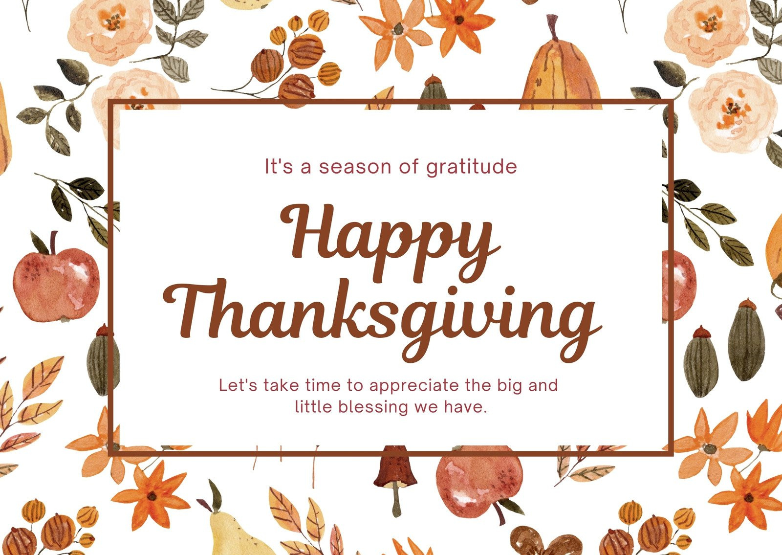 Free Printable, Customizable Thanksgiving Card Templates | Canva for Thanksgiving Thank You Cards Printable