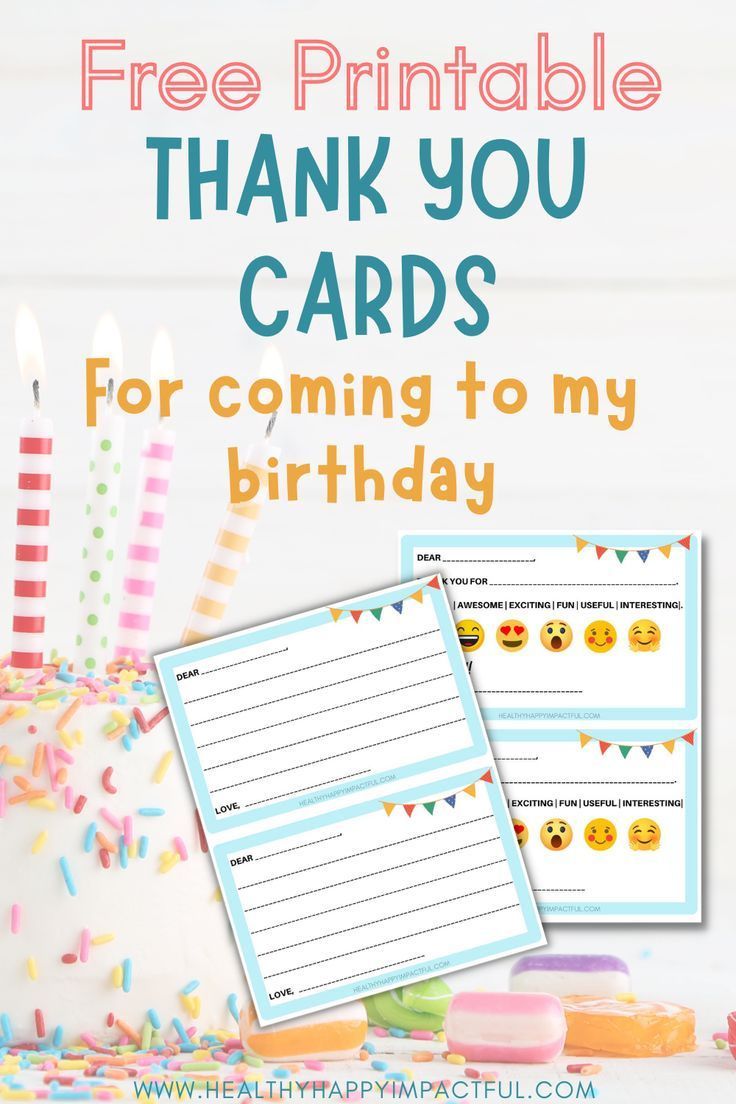 Free Printable 🥳 Thank You For Coming To My Birthday Cards with Printable Free Thank You Cards For Birthday