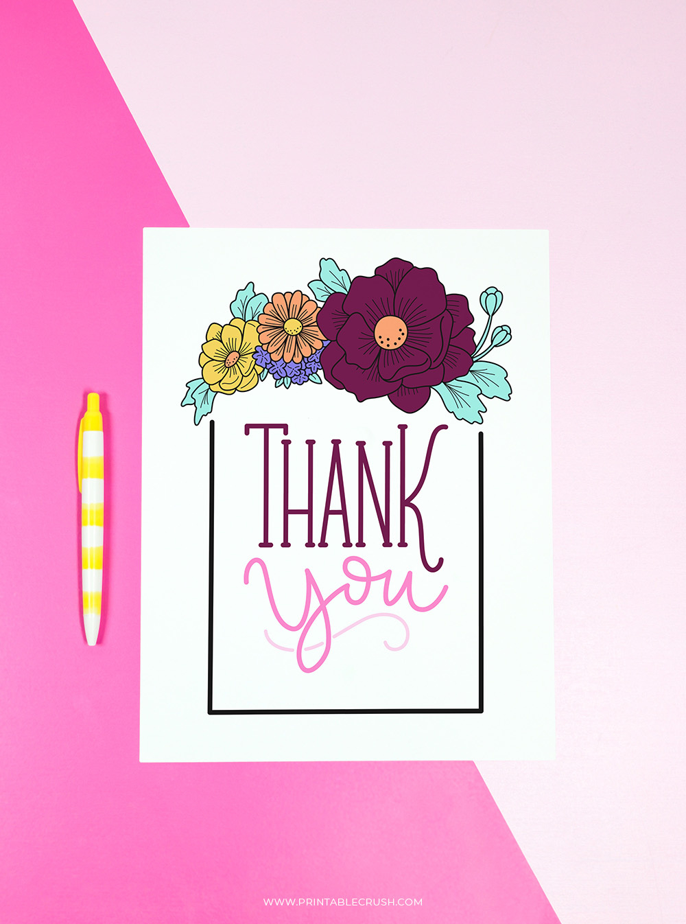 Free Printable Floral Thank You Cards within Flower Thank You Cards Printable