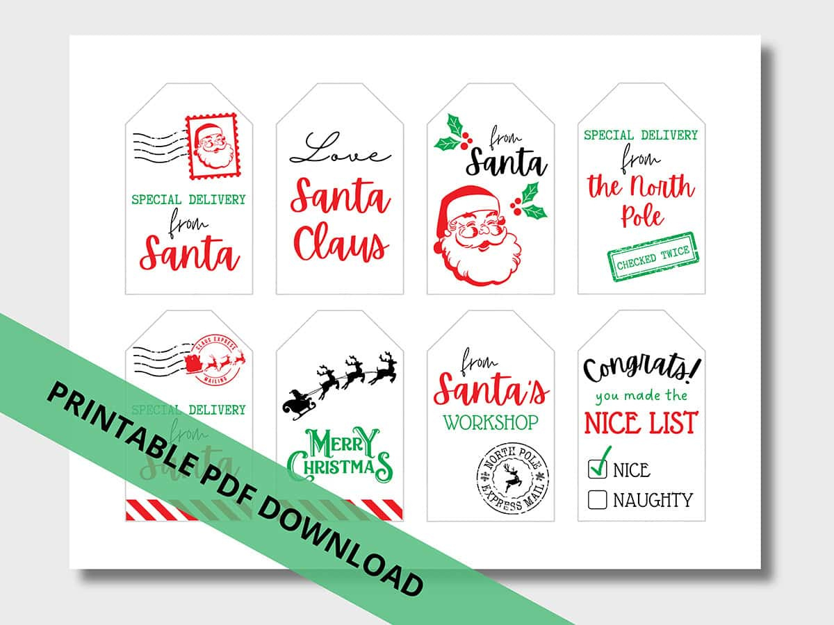 Free Printable &amp;quot;From Santa&amp;quot; Gift Tags For Christmas - Aubree Originals intended for Pdf Printable Christmas Tags