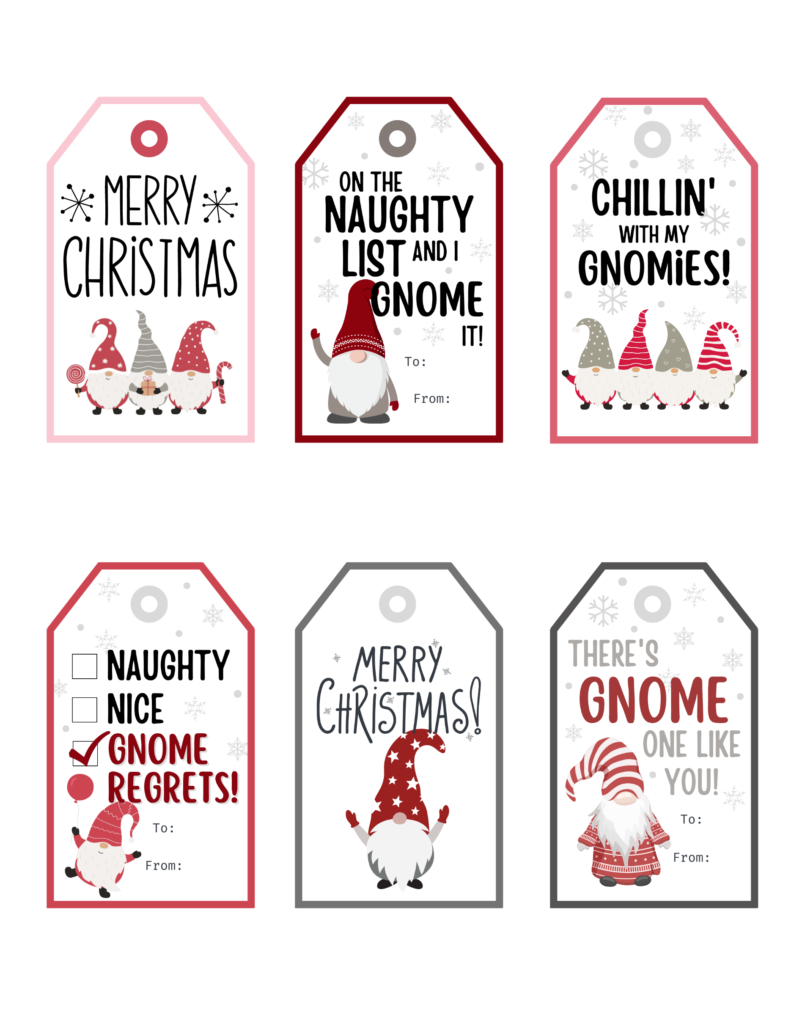 Free Printable Gnome Christmas Gift Tags | Baking You Happier for Cute Christmas Gift Tags Printable