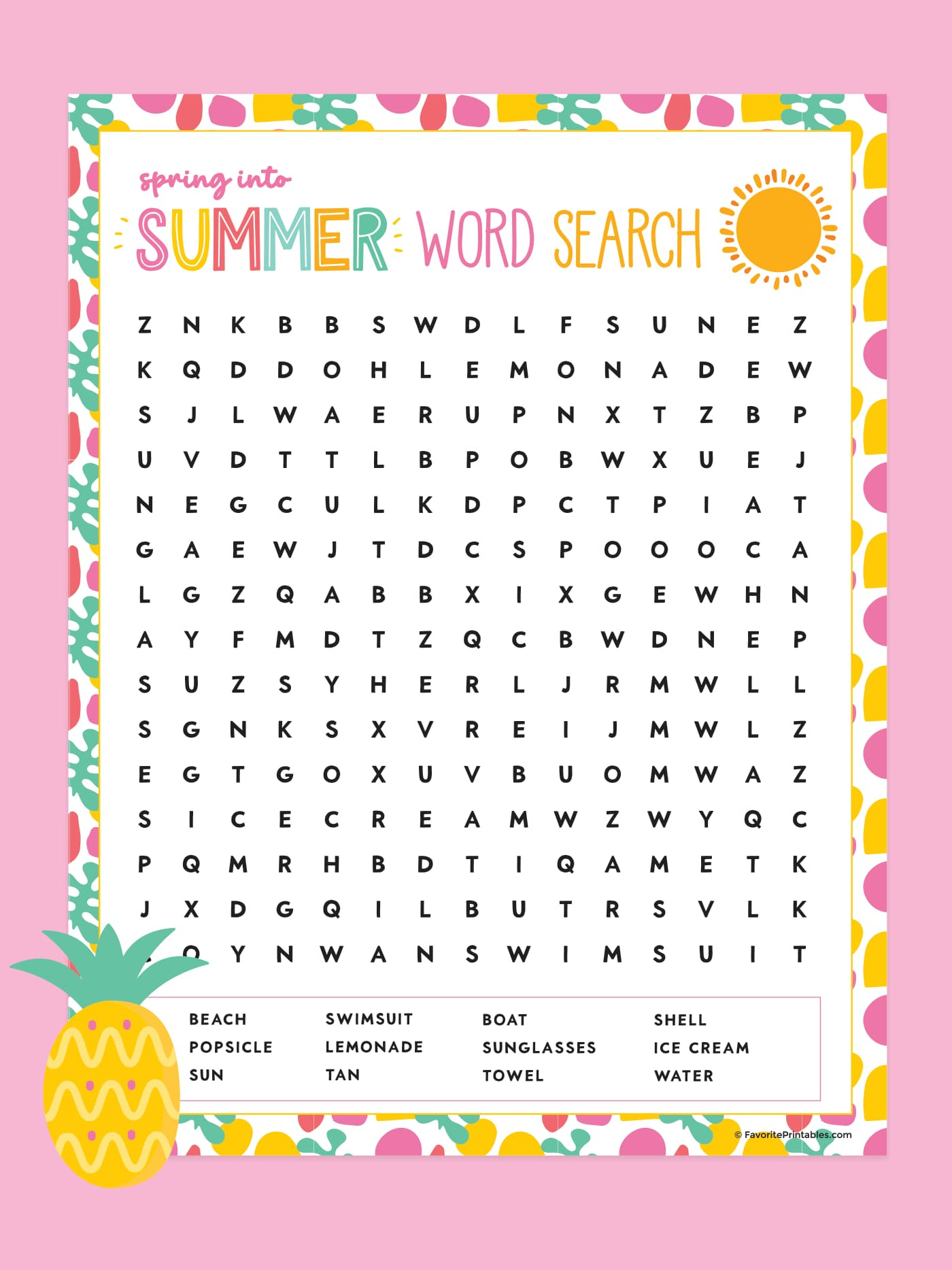 Free Printable Summer Word Search - Favorite Printables pertaining to Summer Holiday Word Search Printable Free