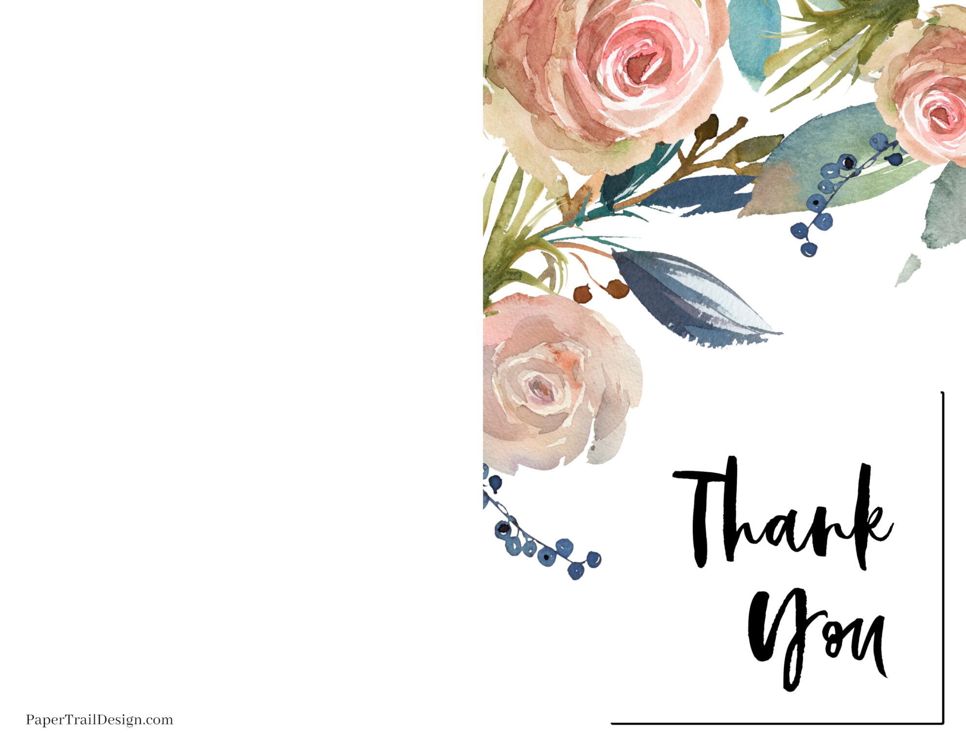 Free Printable Thank You Cards - Paper Trail Design regarding Folding Thank You Cards Printable