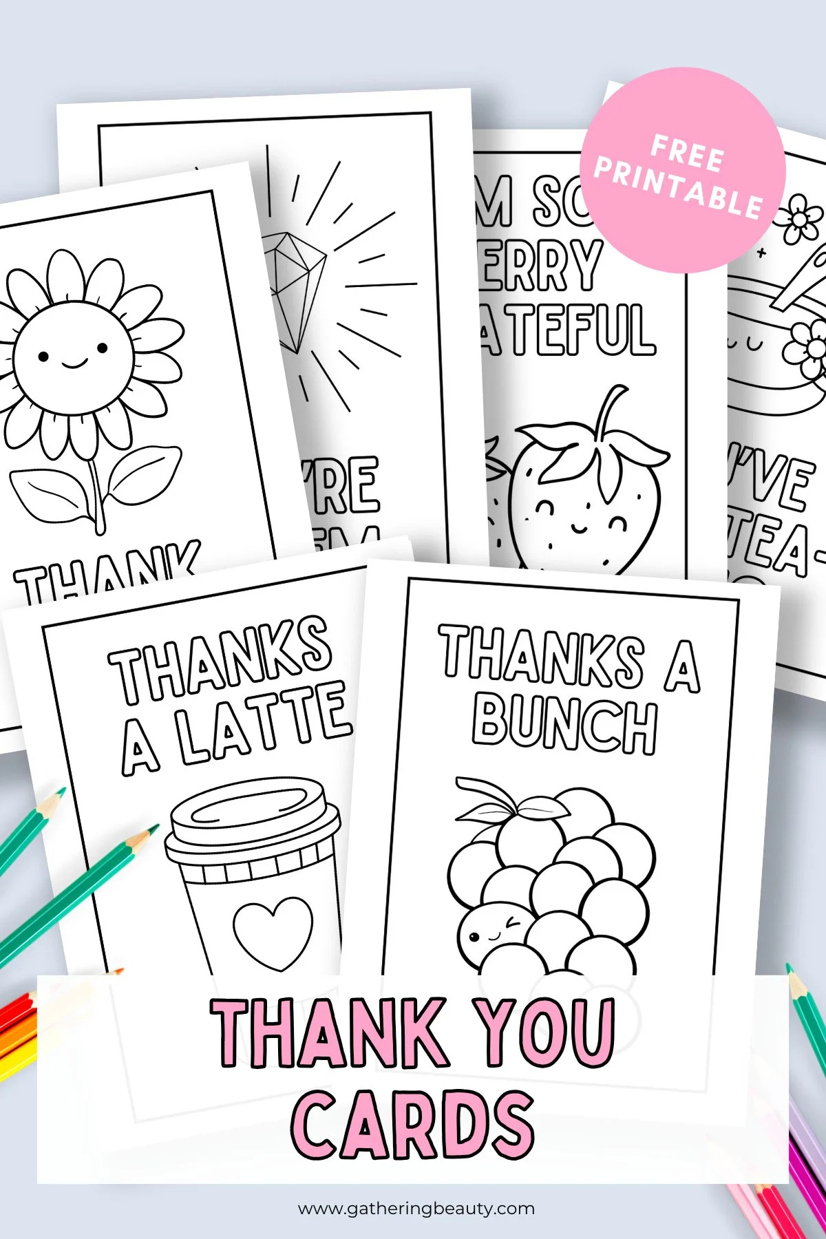 Free Printable Thank You Cards To Colour — Gathering Beauty pertaining to Free Printable Thank You Cards To Color