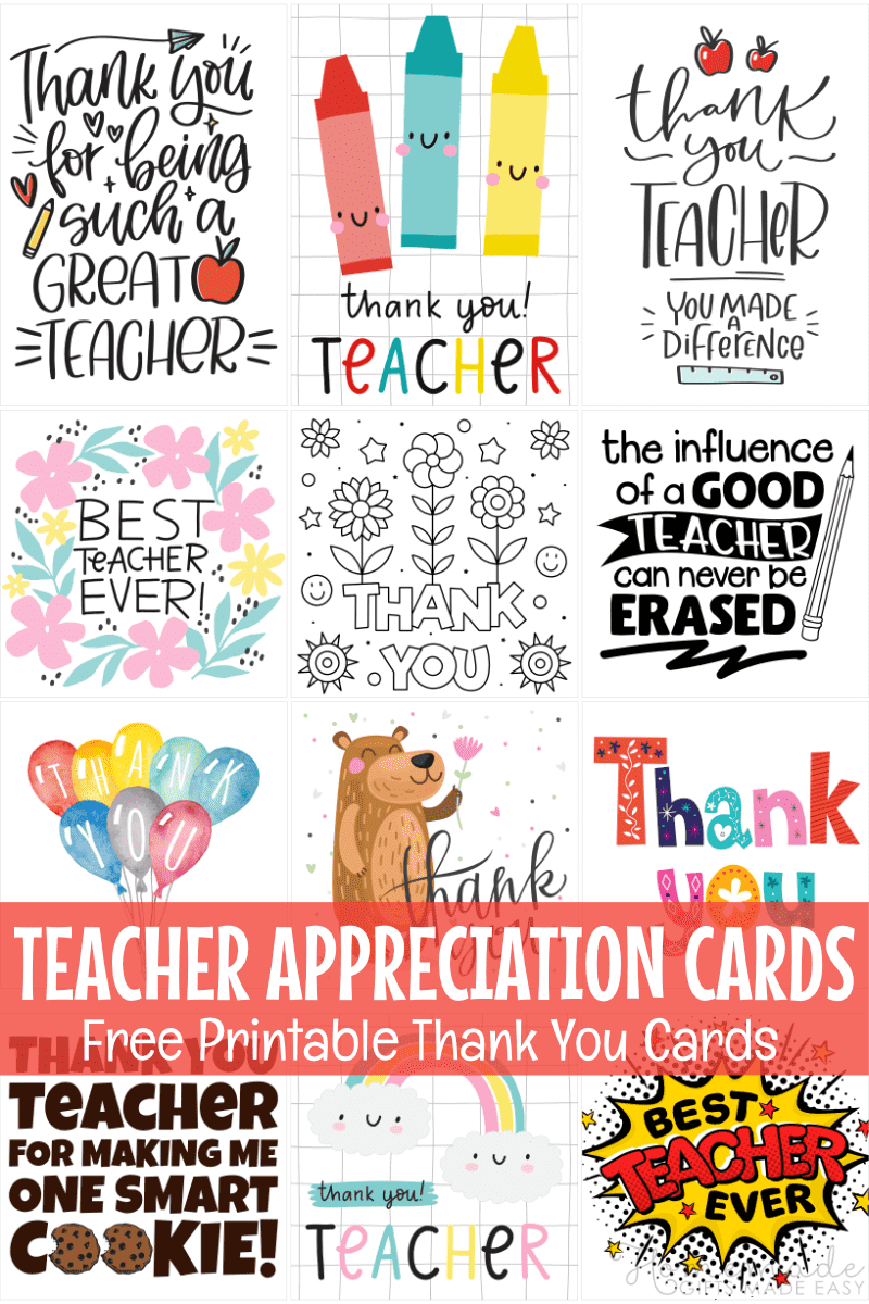 Free Teacher Appreciation Cards &amp;amp; Thank You Cards For Teachers 2025 with regard to Teacher Thank You Cards Printable Free