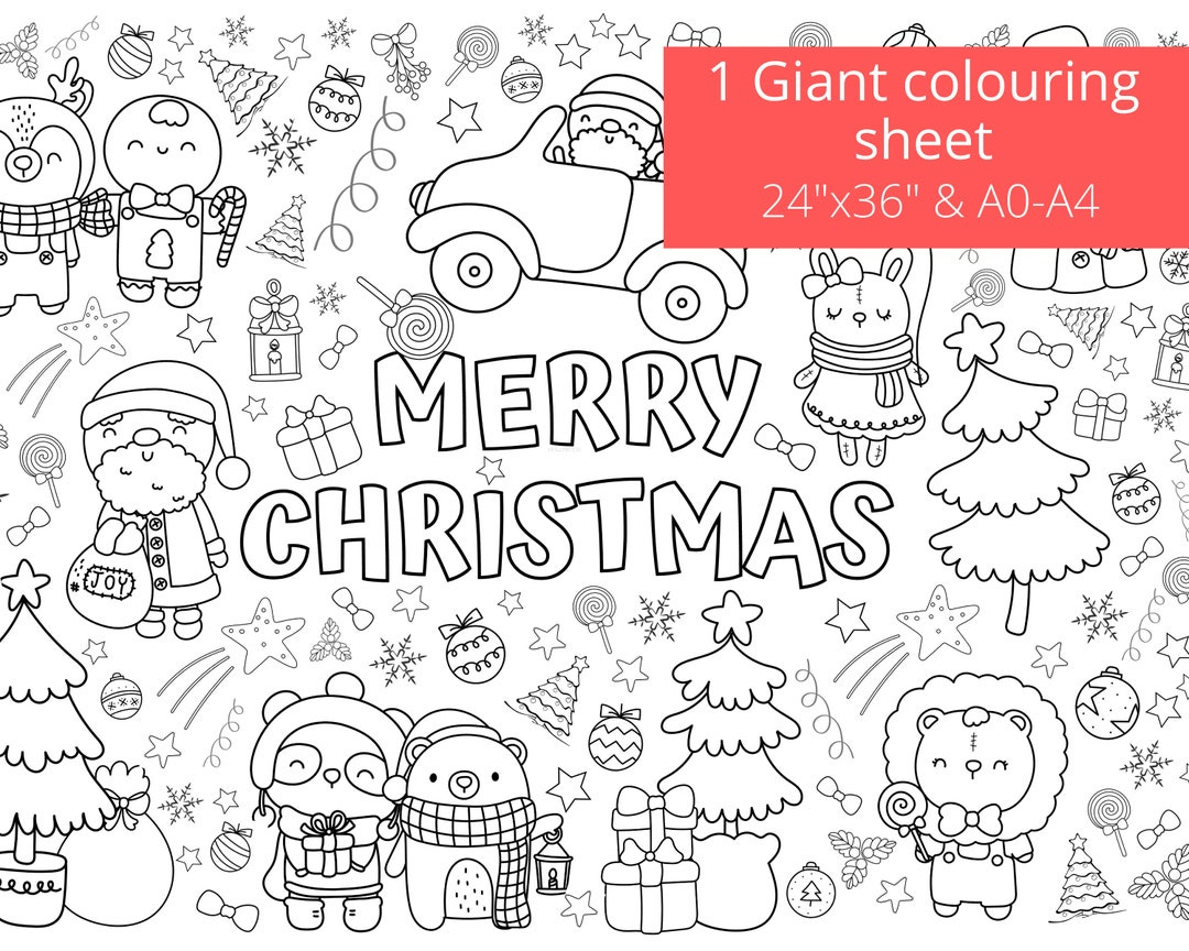Giant Christmas Coloring Page, Printable Activity Sheet (Digital pertaining to Christmas Colouring Pages Printable