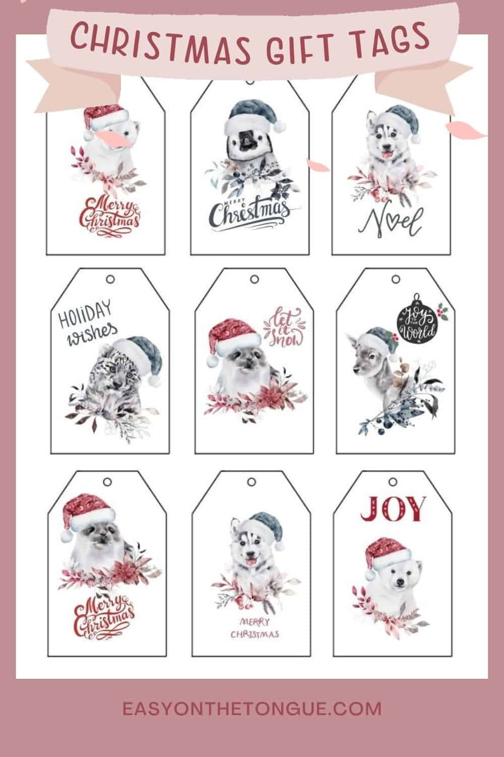 Grab The Free Snow Animal Christmas Gift Tags in Free Printable Christmas Tags