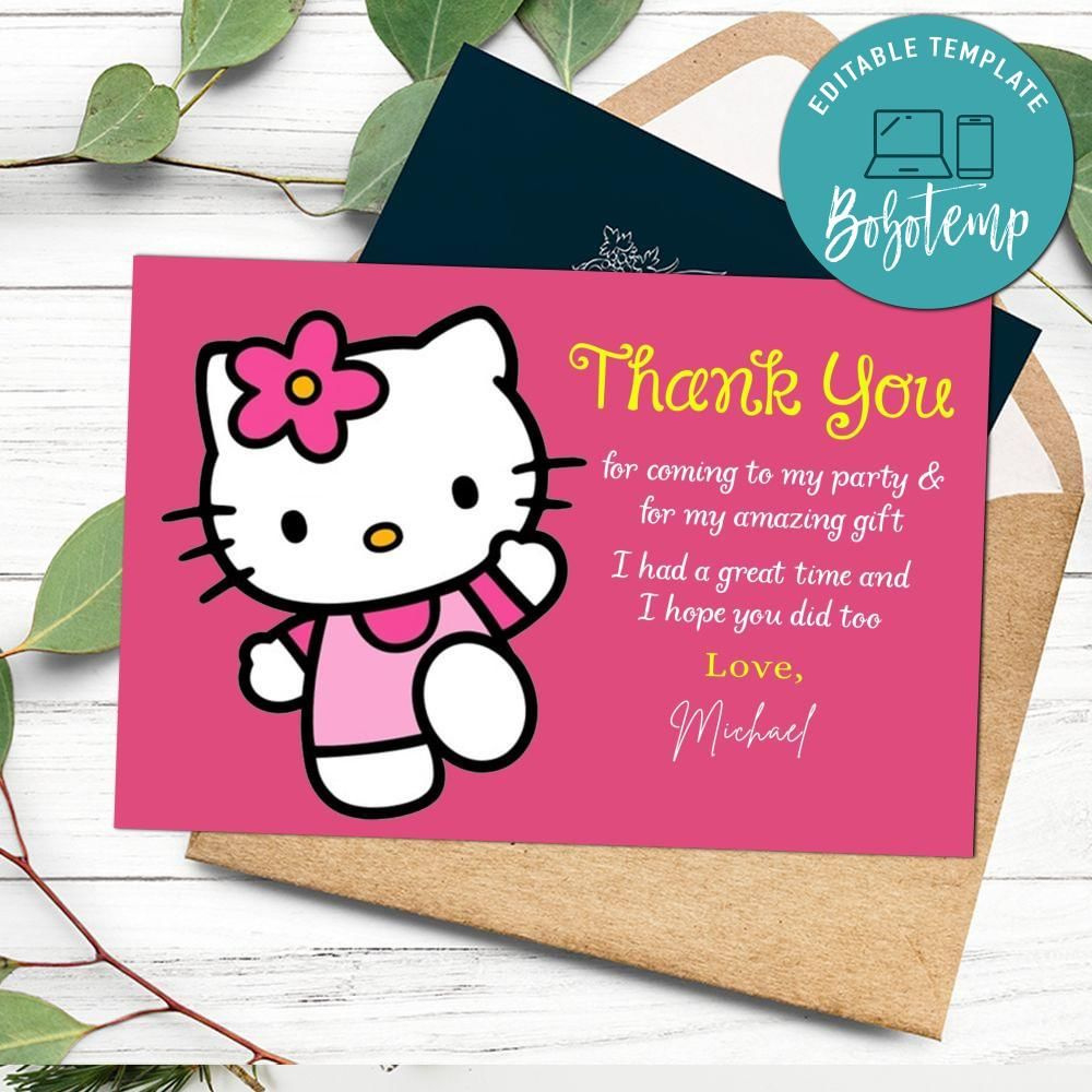 Hello Kitty Thank You Card Customizable Template Diy | Bobotemp regarding Hello Kitty Thank You Cards Printable Free