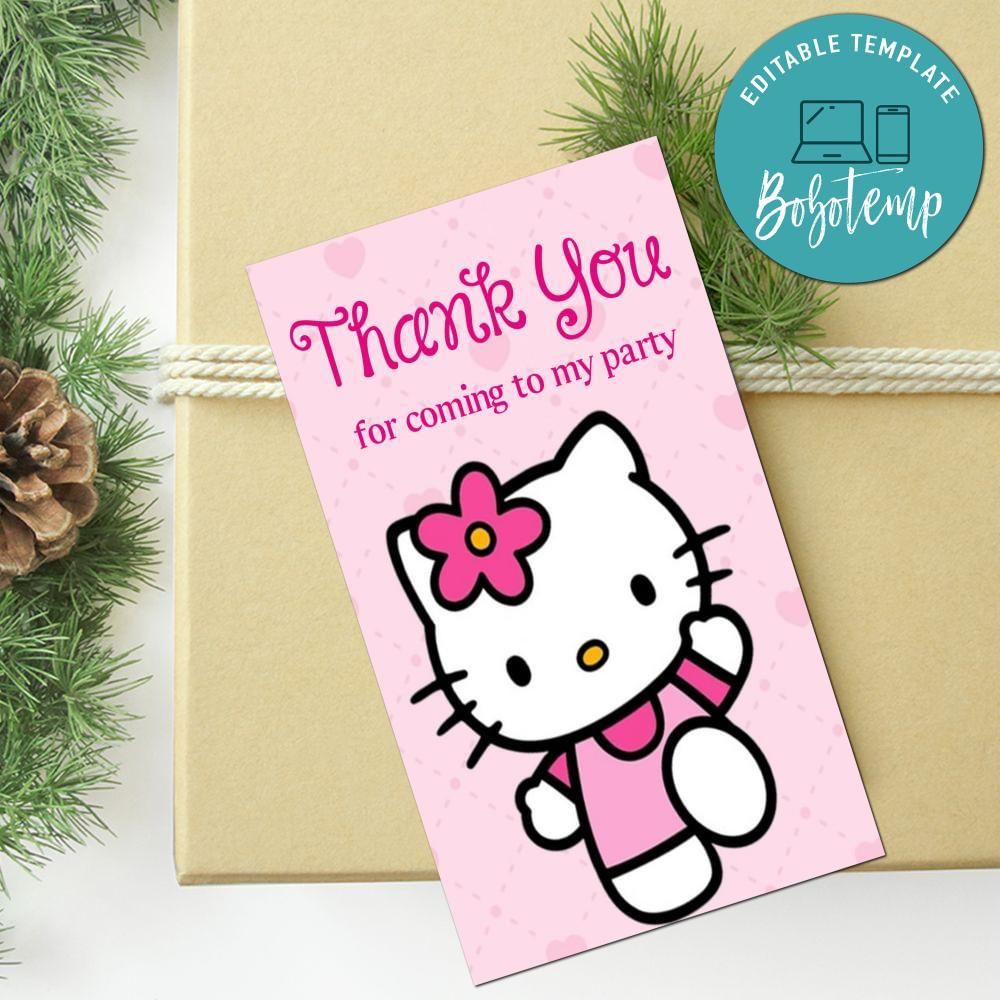 Hello Kitty Thank You Tag Customizable Template | Bobotemp inside Hello Kitty Thank You Cards Printable Free